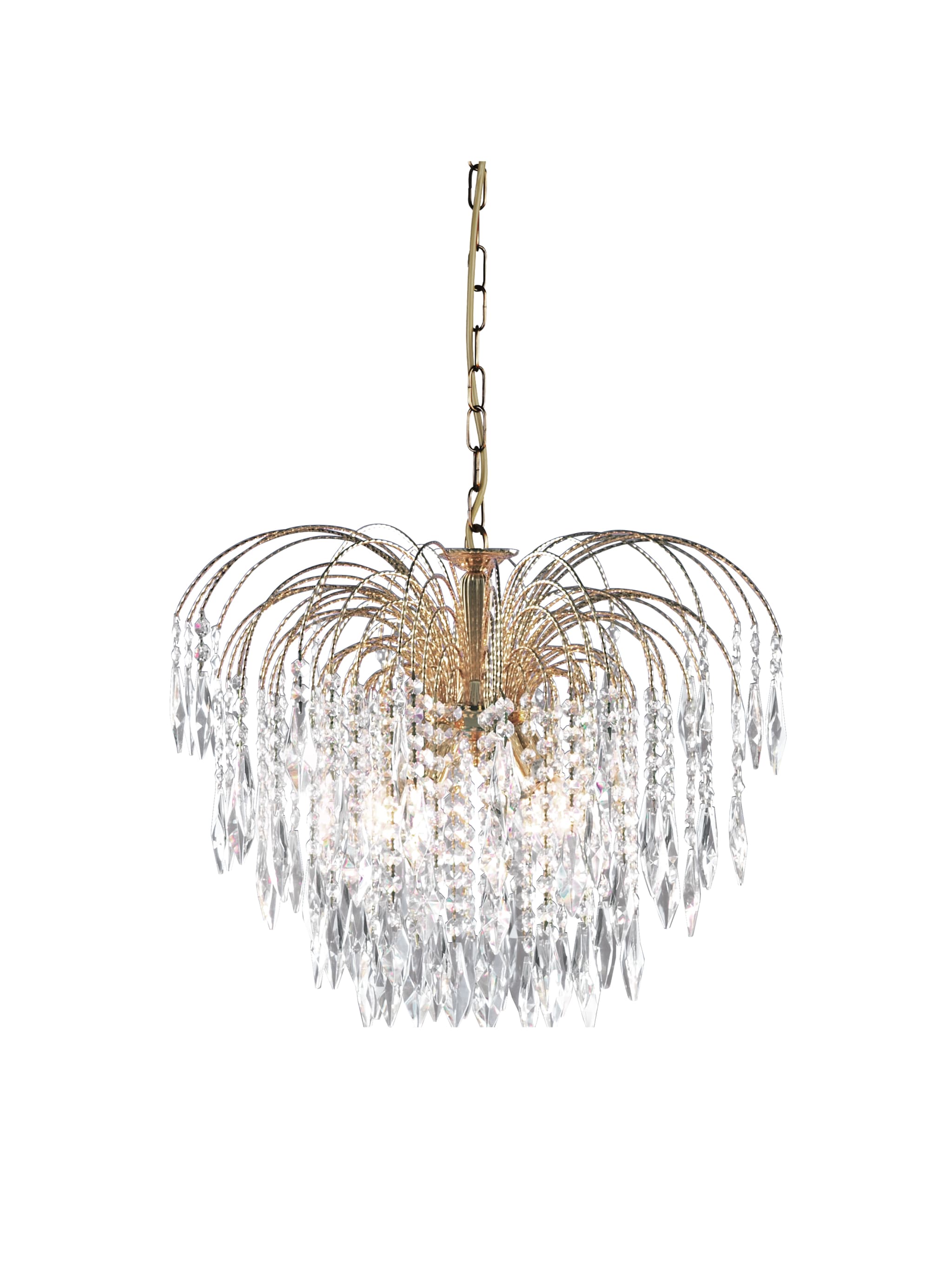 Waterfall 5Lt Pendant - Gold Metal & Crystal