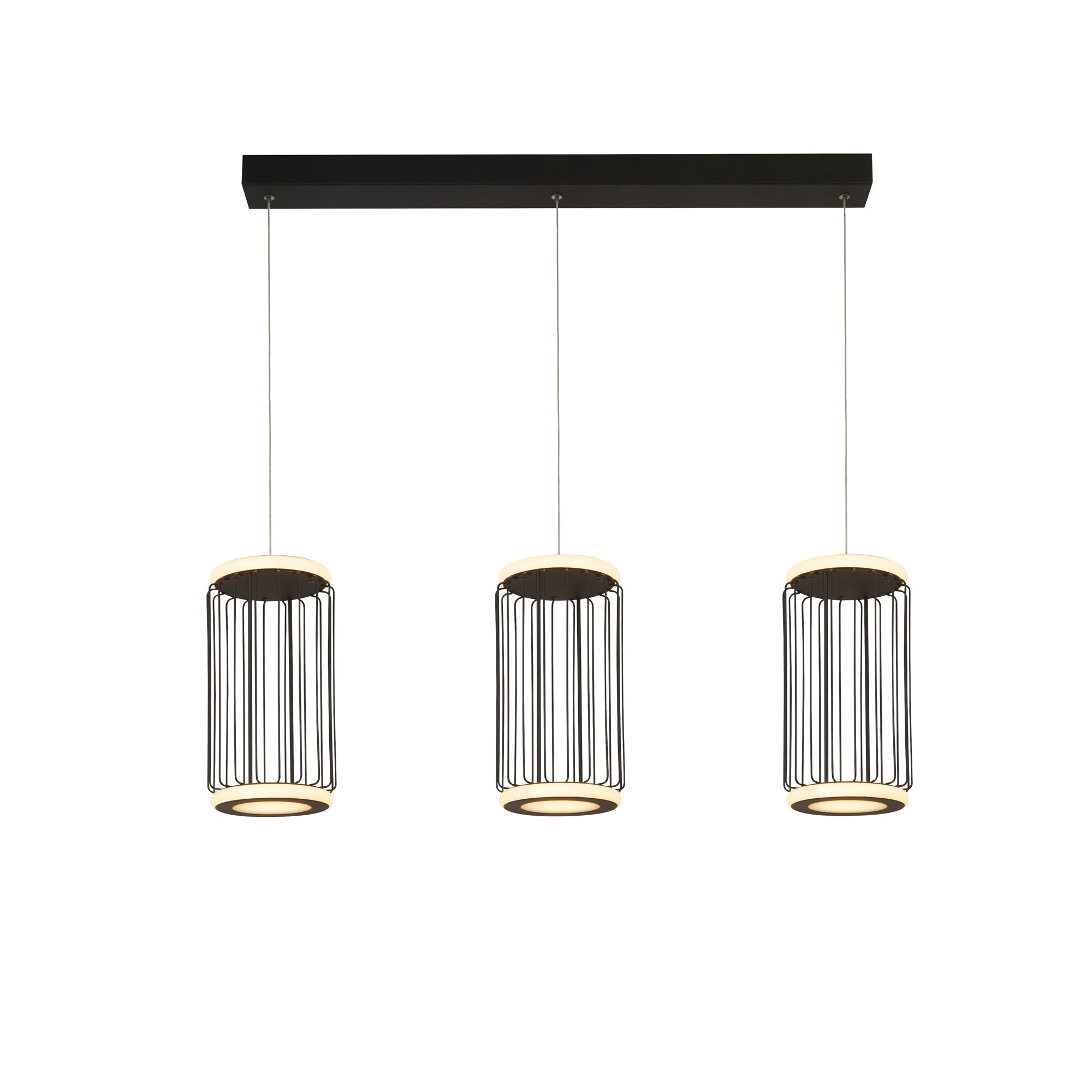Circolo Cage Bar Pendant - Black Metal & White Silicon