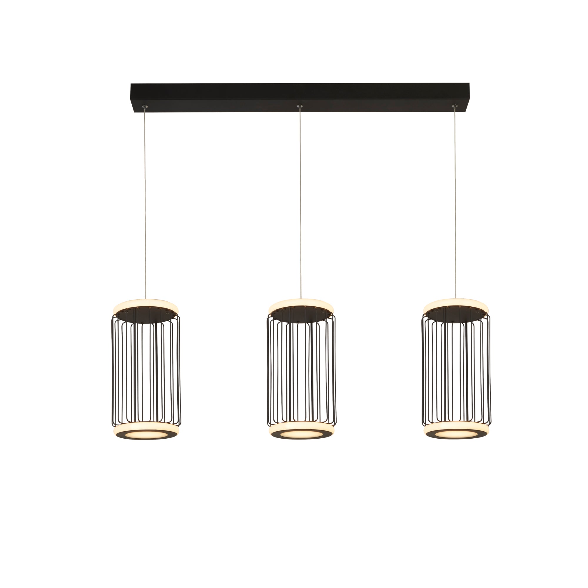 Circolo Cage Bar Pendant - Black Metal & White Silicon