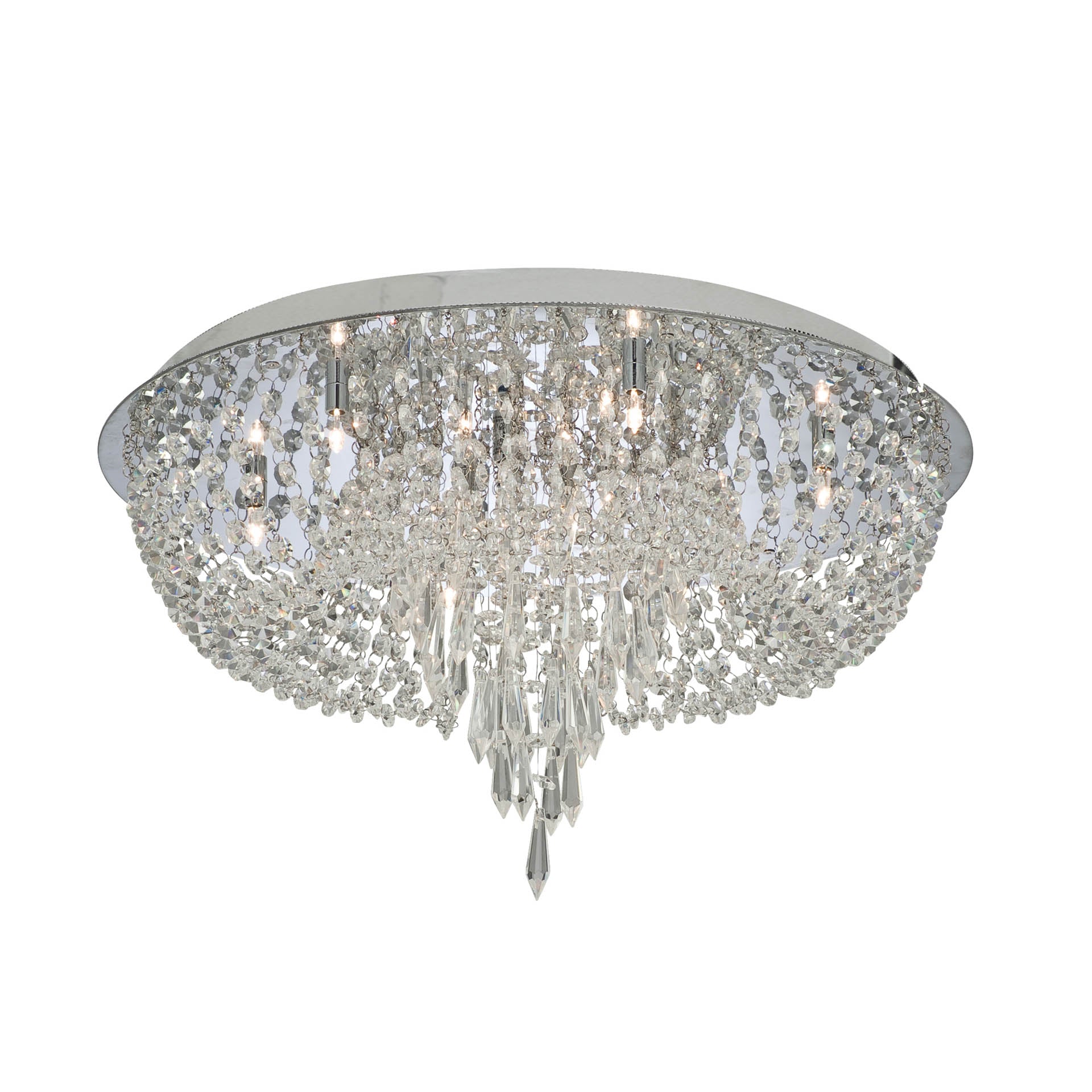 Crisslet Flush Ceiling Light - Chrome & Clear Crystal