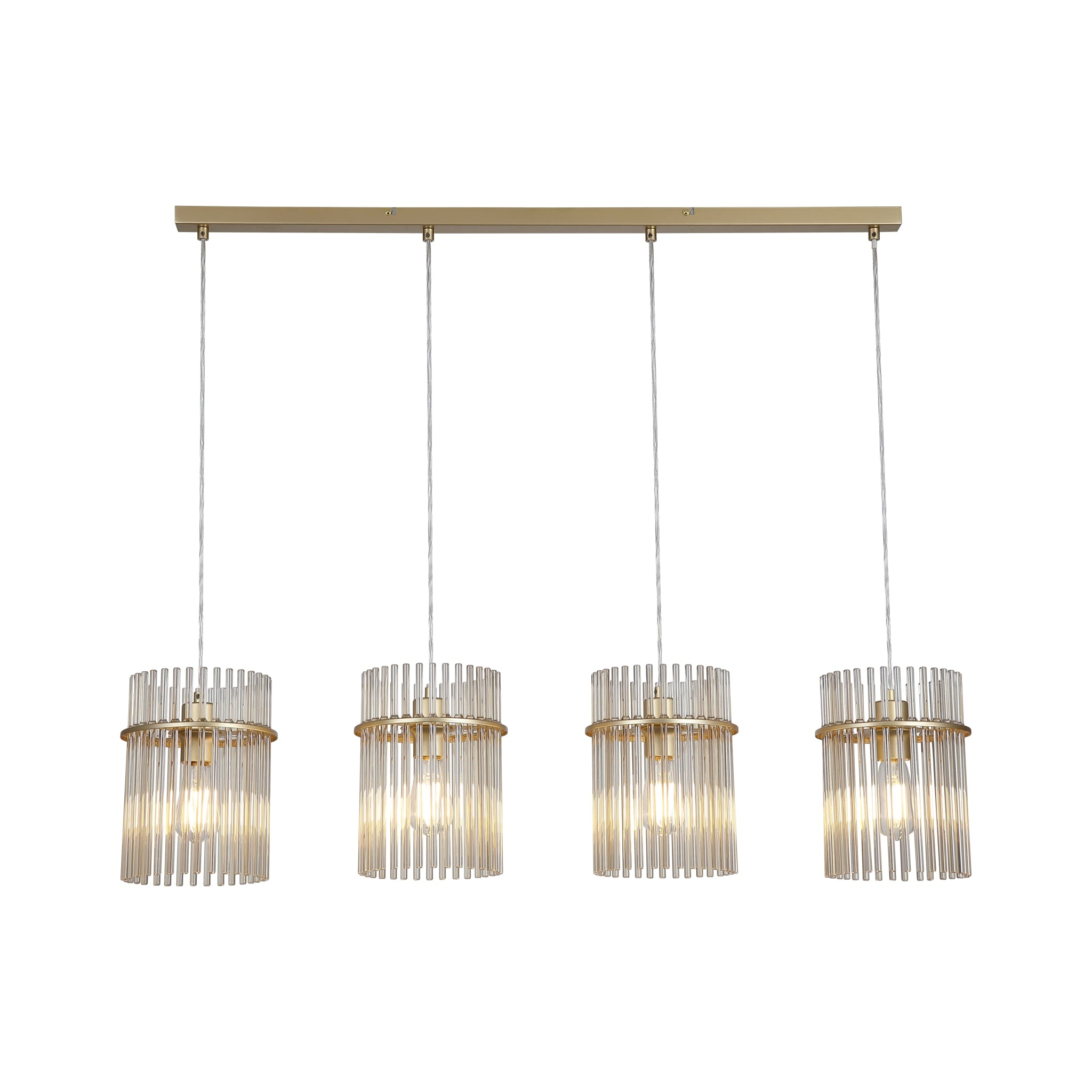 Swizzle 4Lt Bar Pendant, Gold Metal with Champagne Rods