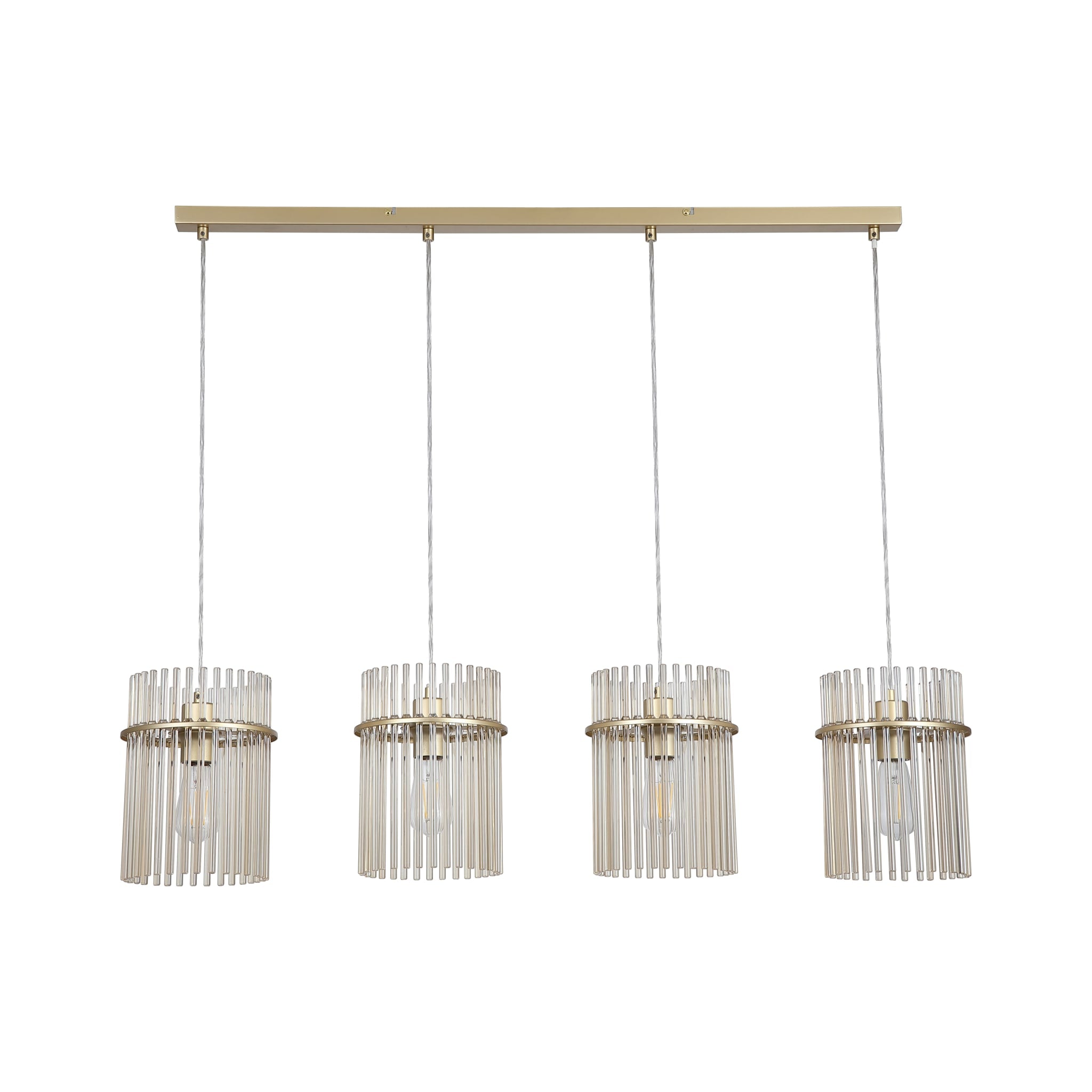Swizzle 4Lt Bar Pendant, Gold Metal with Champagne Rods