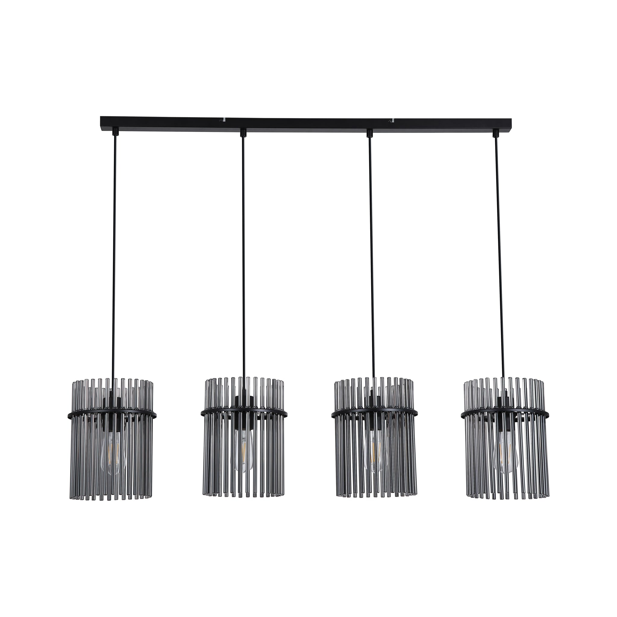 Swizzle 4Lt Bar Pendant, Matt Black Metal with Smoked Rods