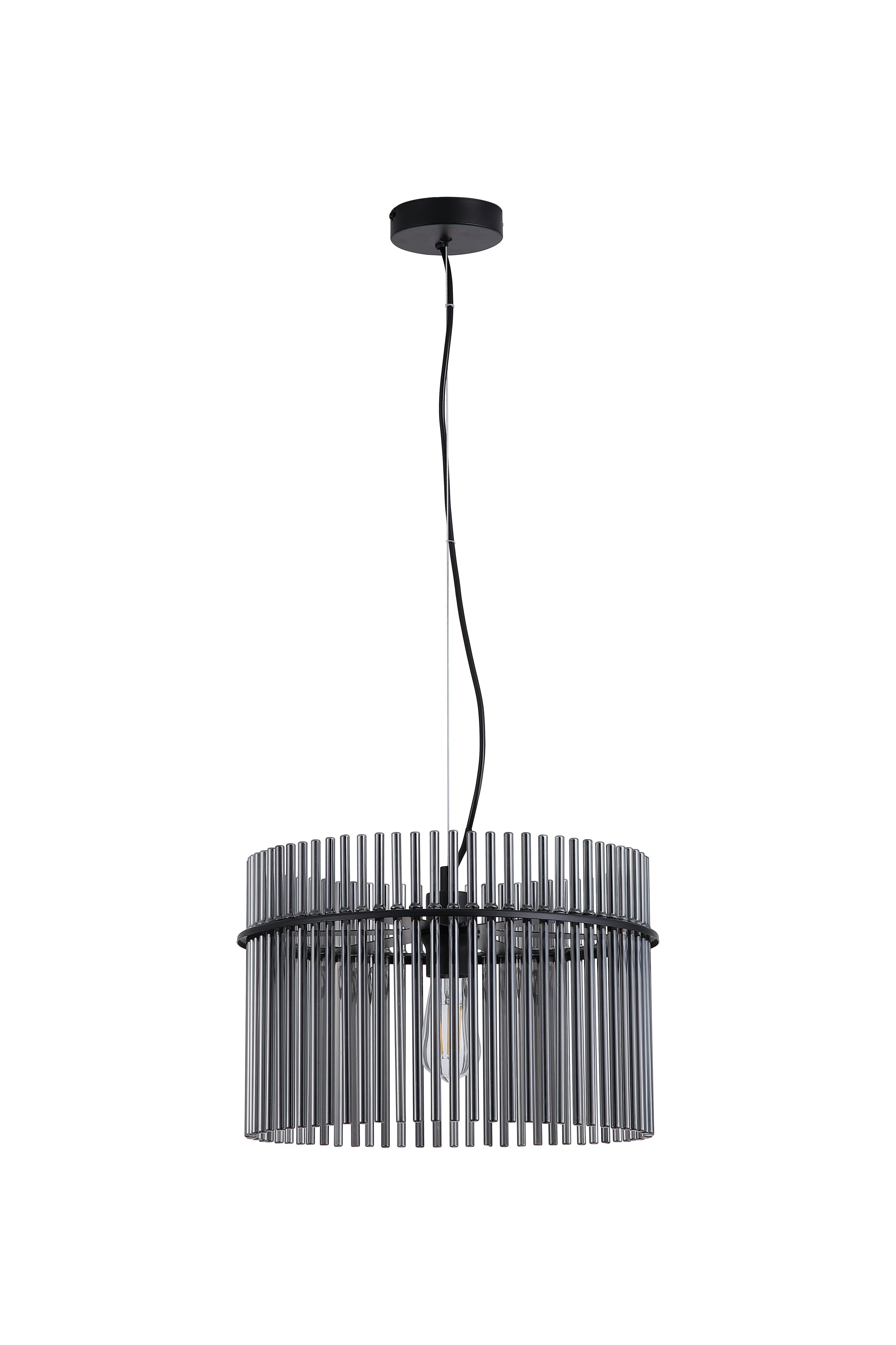 Swizzle 1lt Pendant, Matt Black Metal with Smoked Rods
