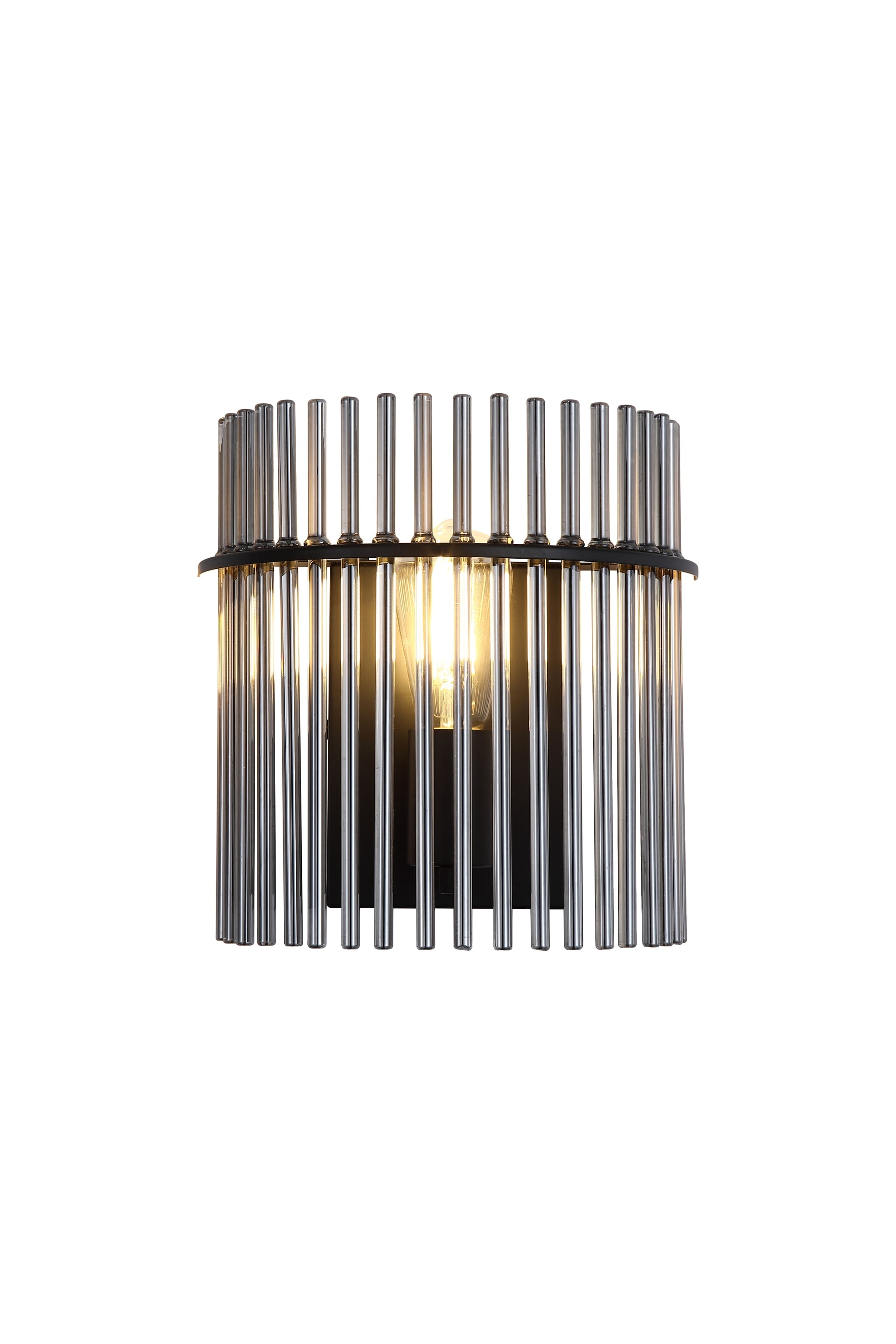 Swizzle 1Lt Wall Light, Matt Black Metal with Smoked Rods