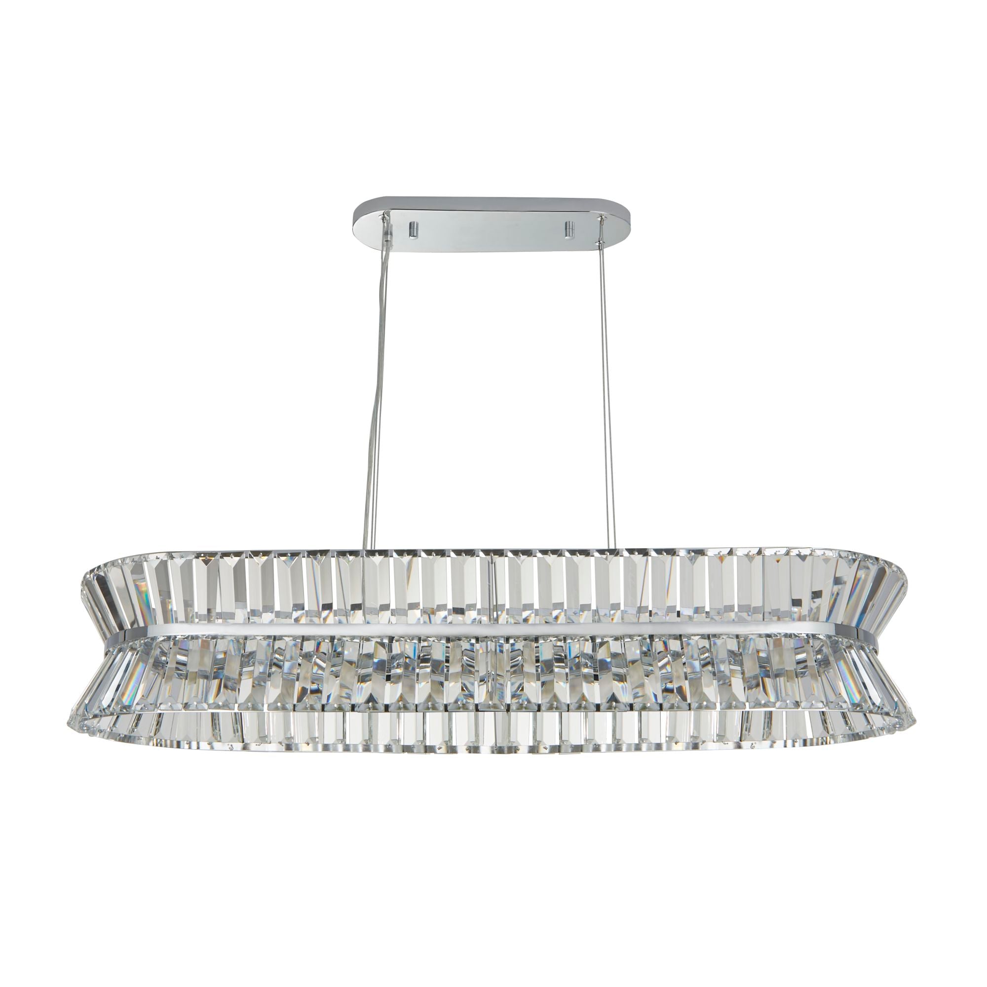 Uptown Oval Pendant - Chrome Metal & Clear Crystal