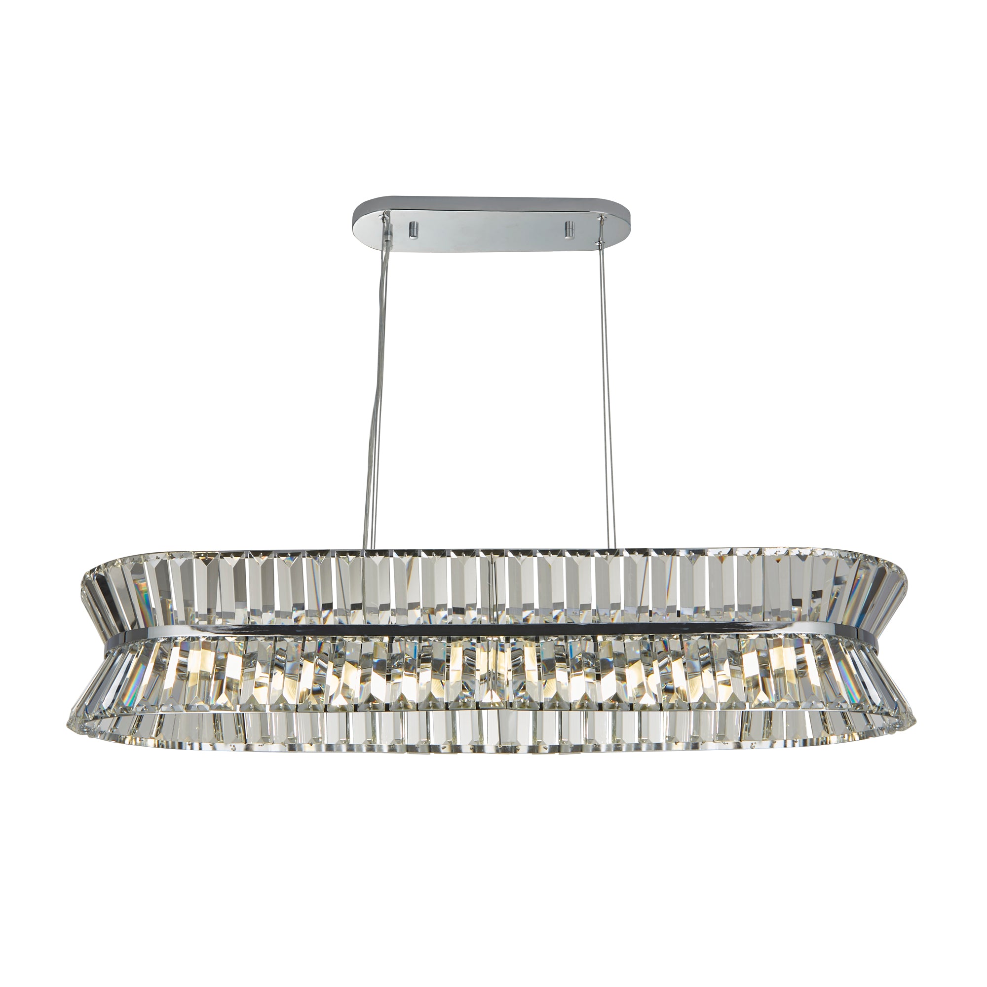 Uptown Oval Pendant - Chrome Metal & Clear Crystal