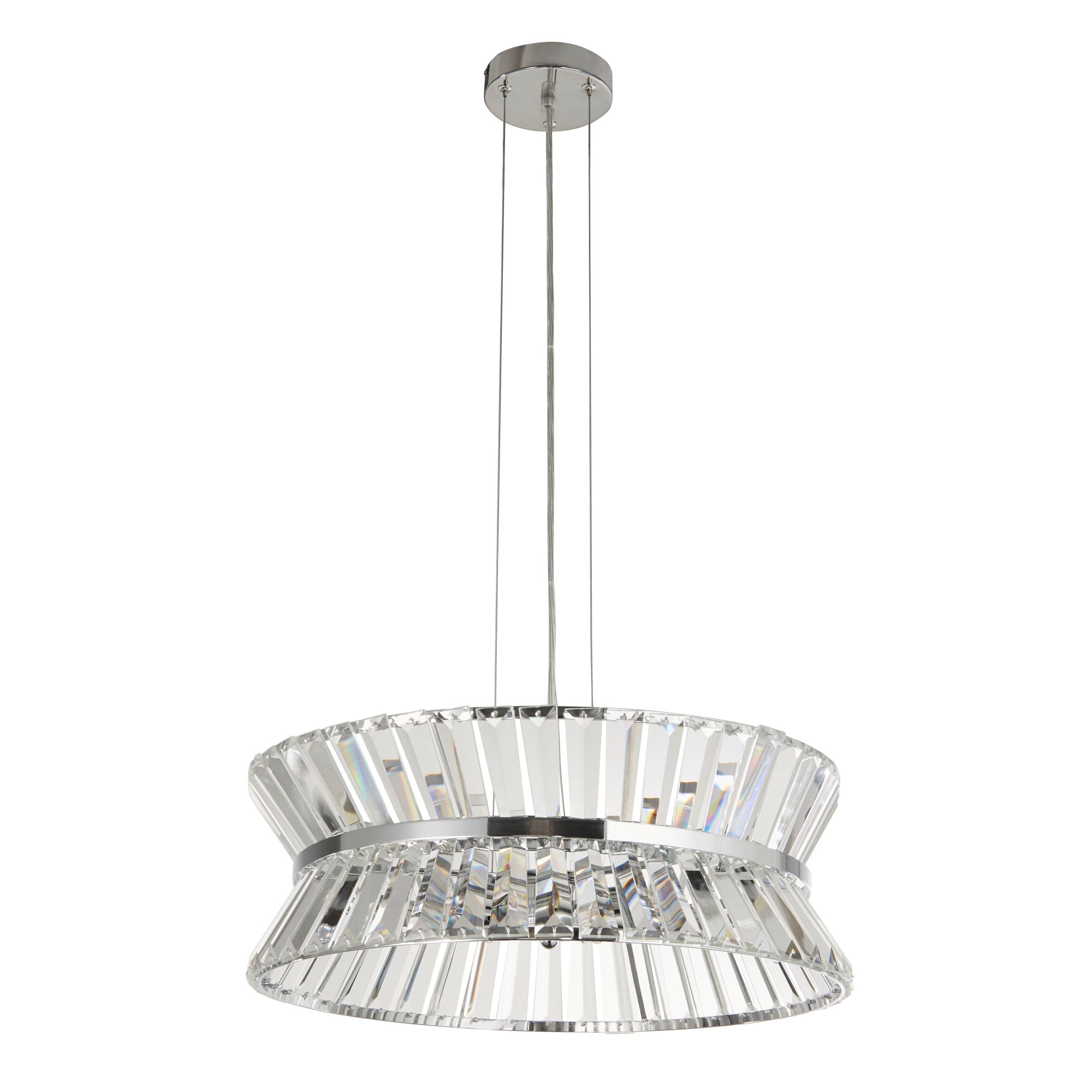 Uptown Pendant/Semi-Flush - Chrome Metal & Clear Crystal