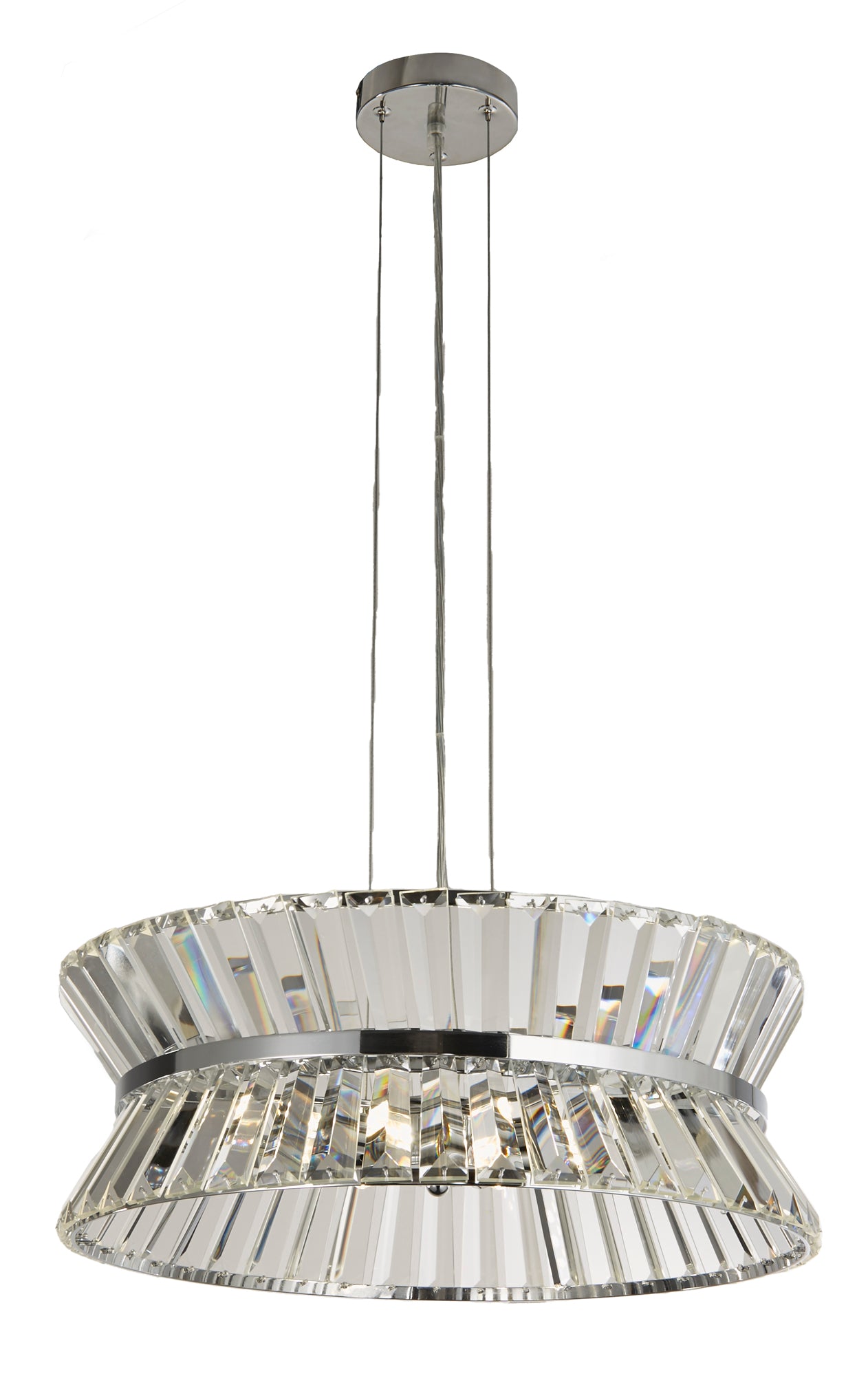 Uptown Pendant/Semi-Flush - Chrome Metal & Clear Crystal