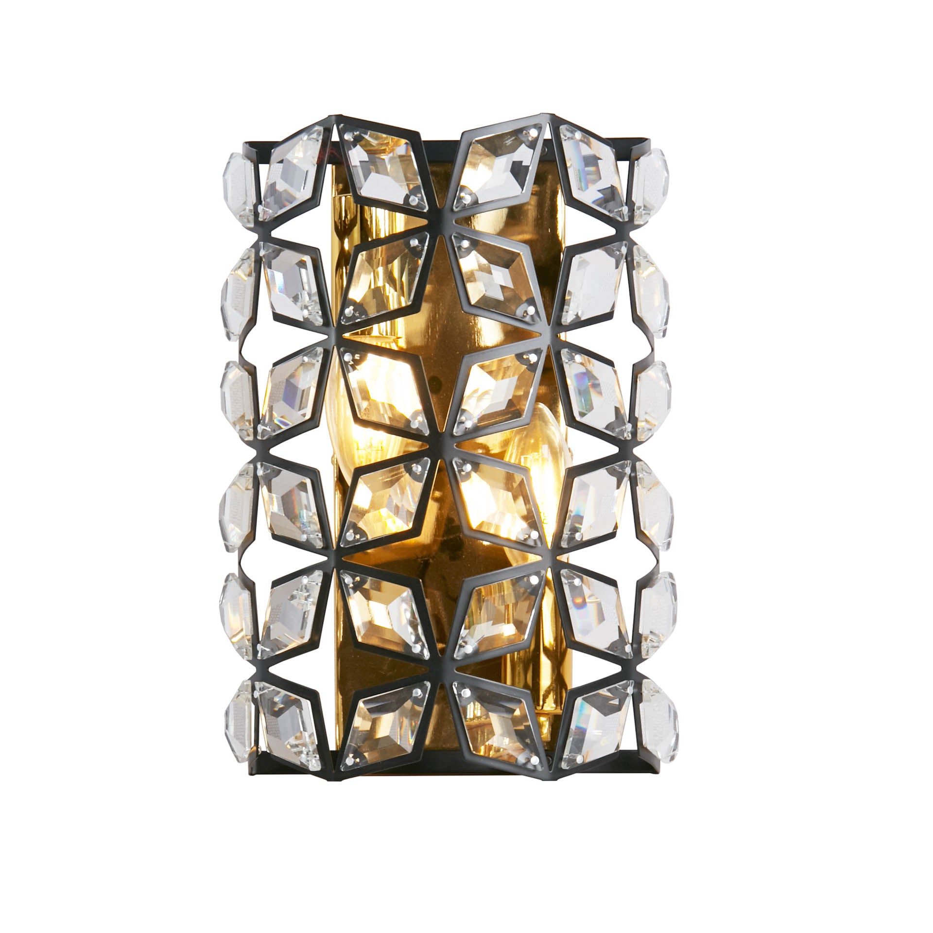 Iris Wall Light - Black Metal, Crystal & Brass