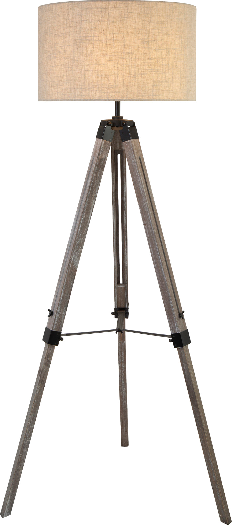 Easel Floor Lamp - Light Wood & Cream Linen Shade