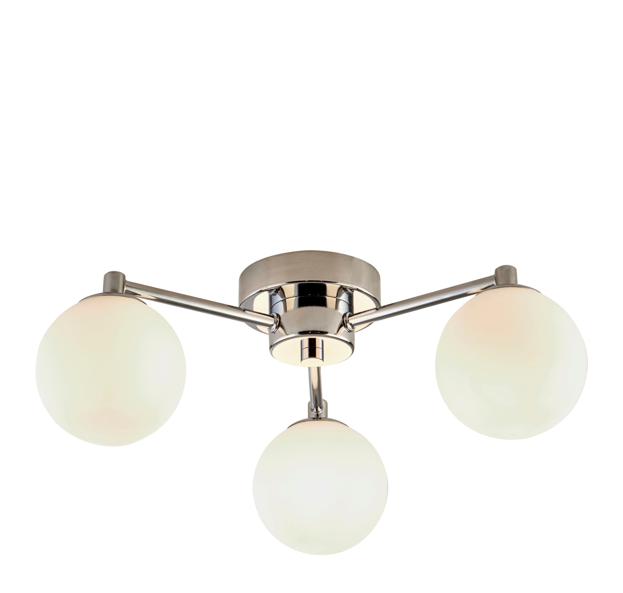 Tiberius 3Lt Flush - Chrome Metal & White Frosted Glass
