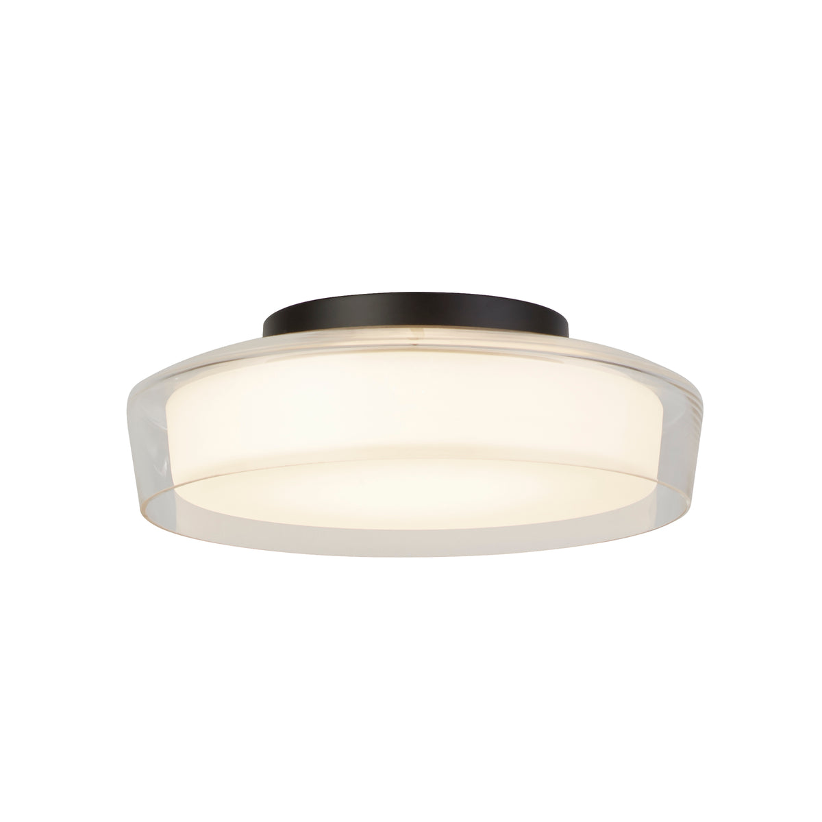 Puck Flush - Black Metal, Clear Outer & Opal Glass
