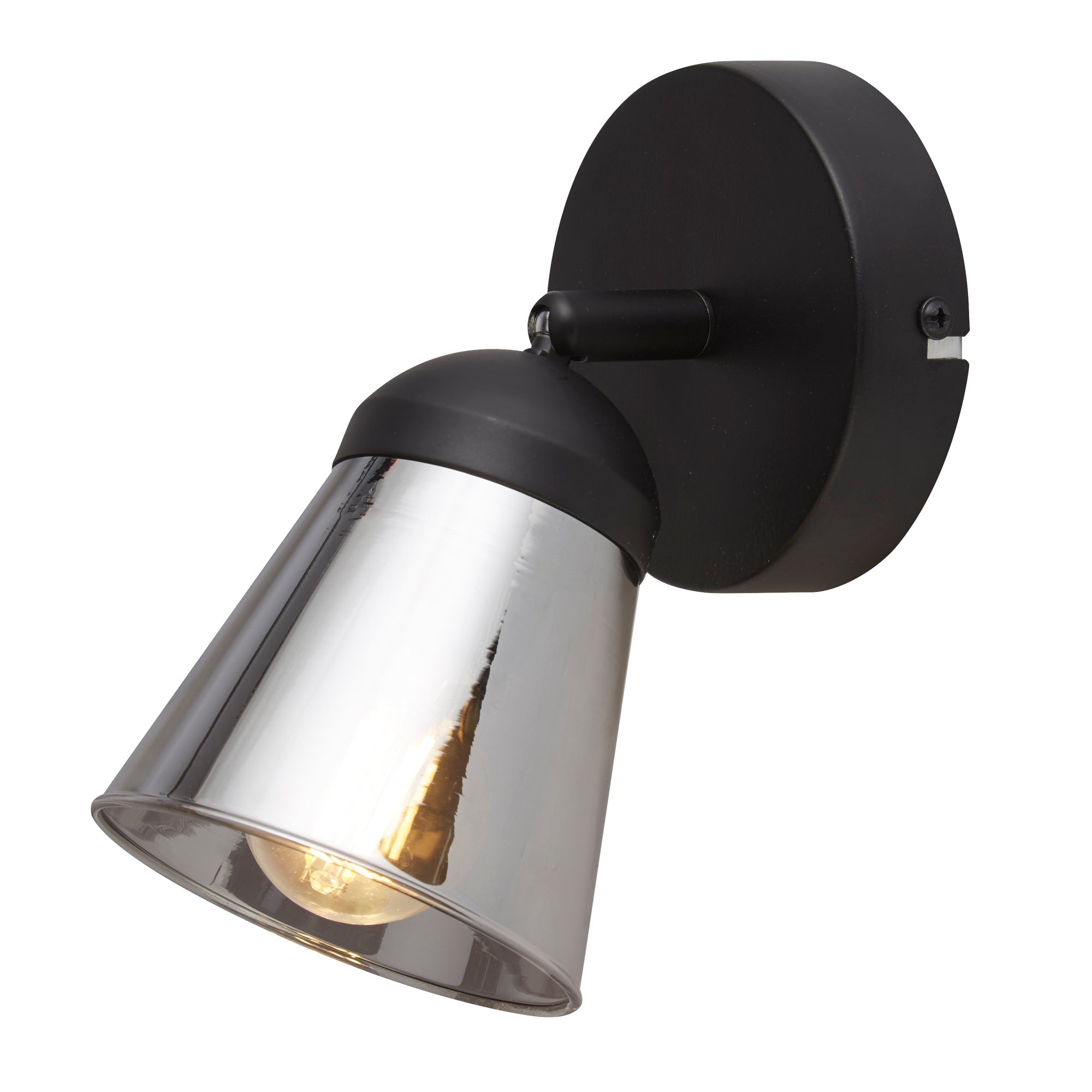 Mega Spotlight Wall Light - Black Metal & Smoked Glass
