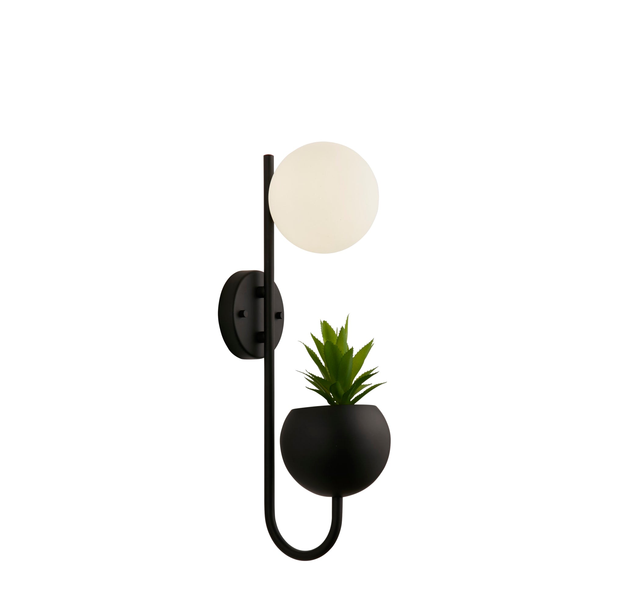 x Lunar Wall Light - Black Metal & Opal Glass