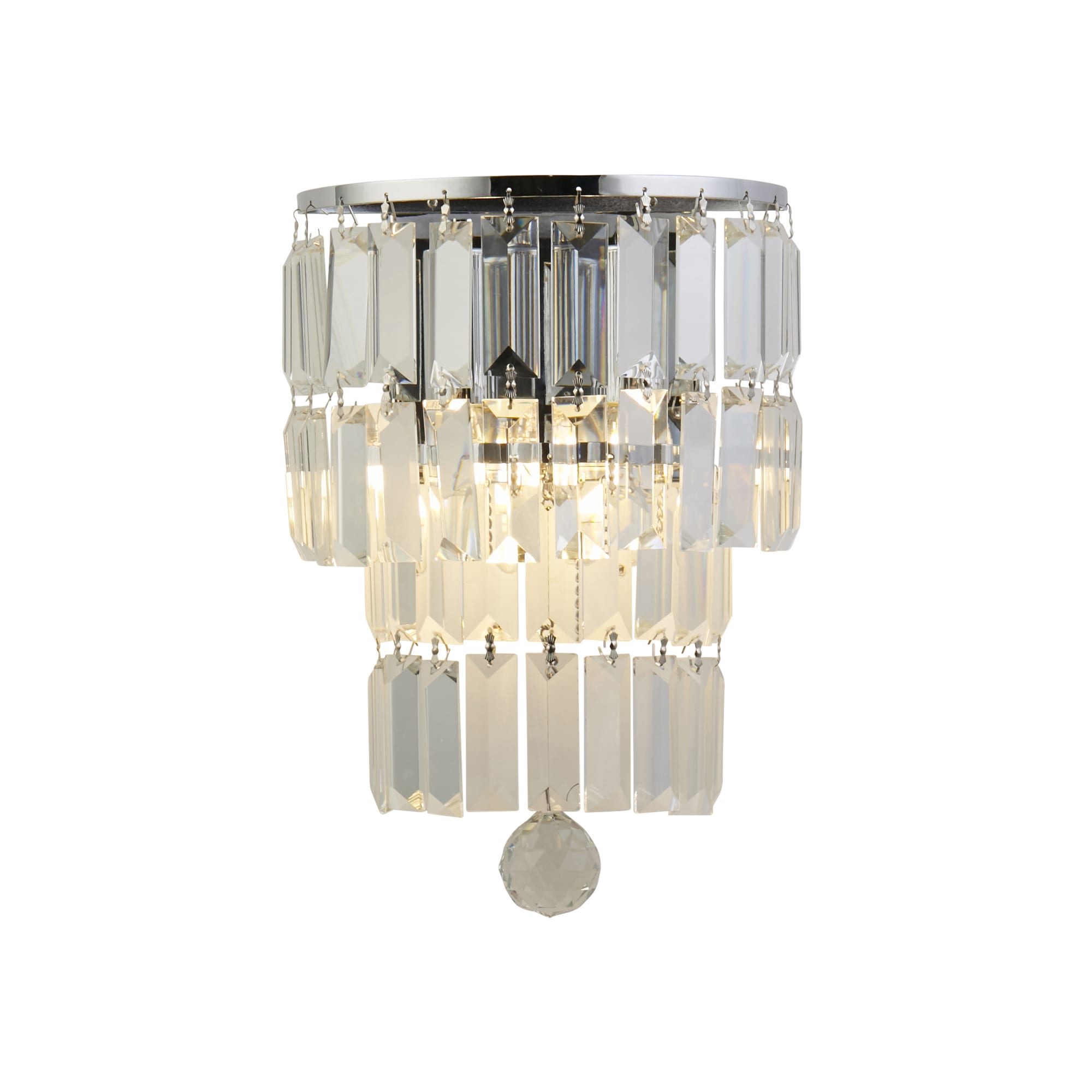 Empire 2LT Wall Light, Chrome with Clear Crystal