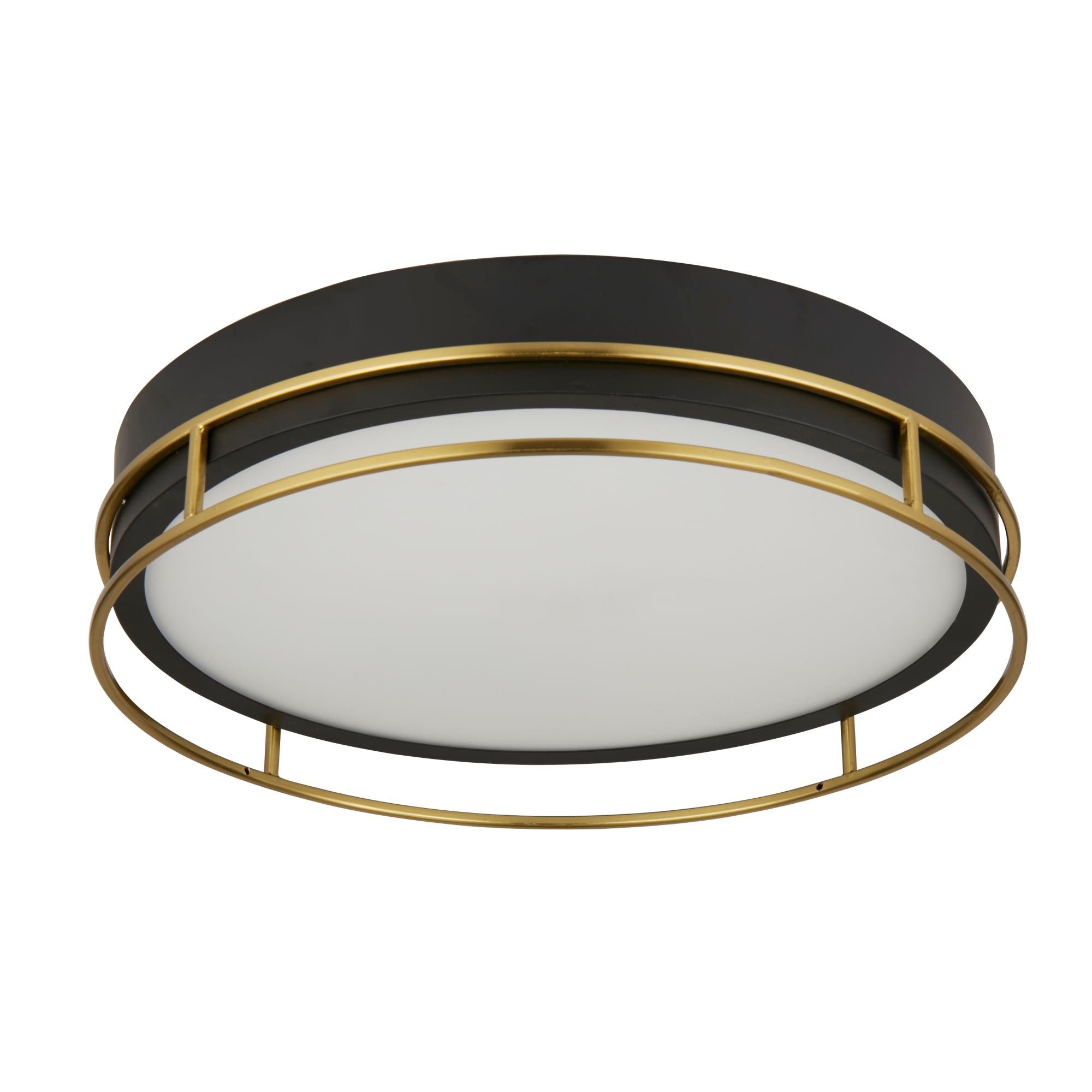 Phoenix Flush - Black, Brass Metal & Frosted Glass Black and Brass / 400 x 95