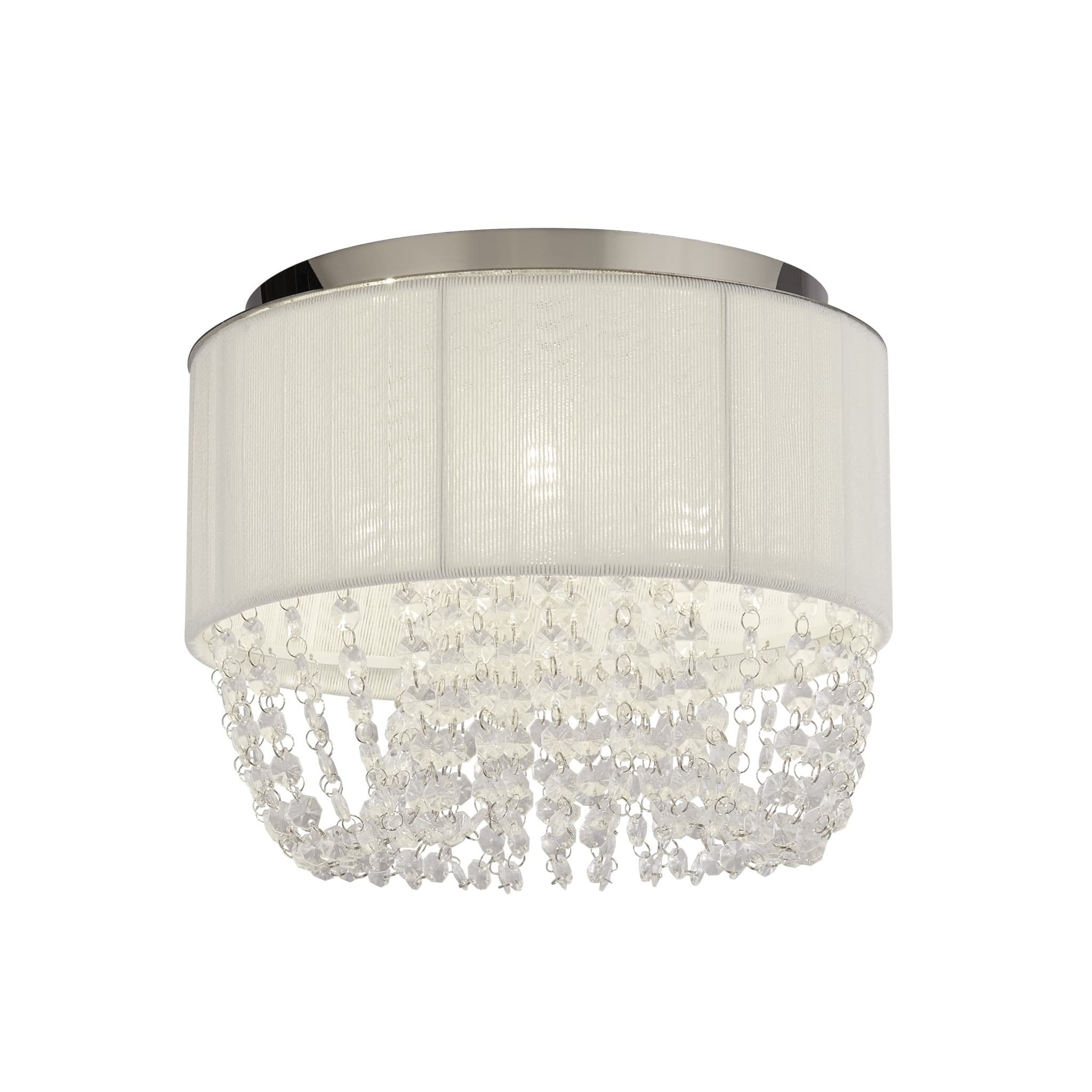 Bellano 3Lt Flush - Chrome Metal,White Fabric,Clear Acrylic