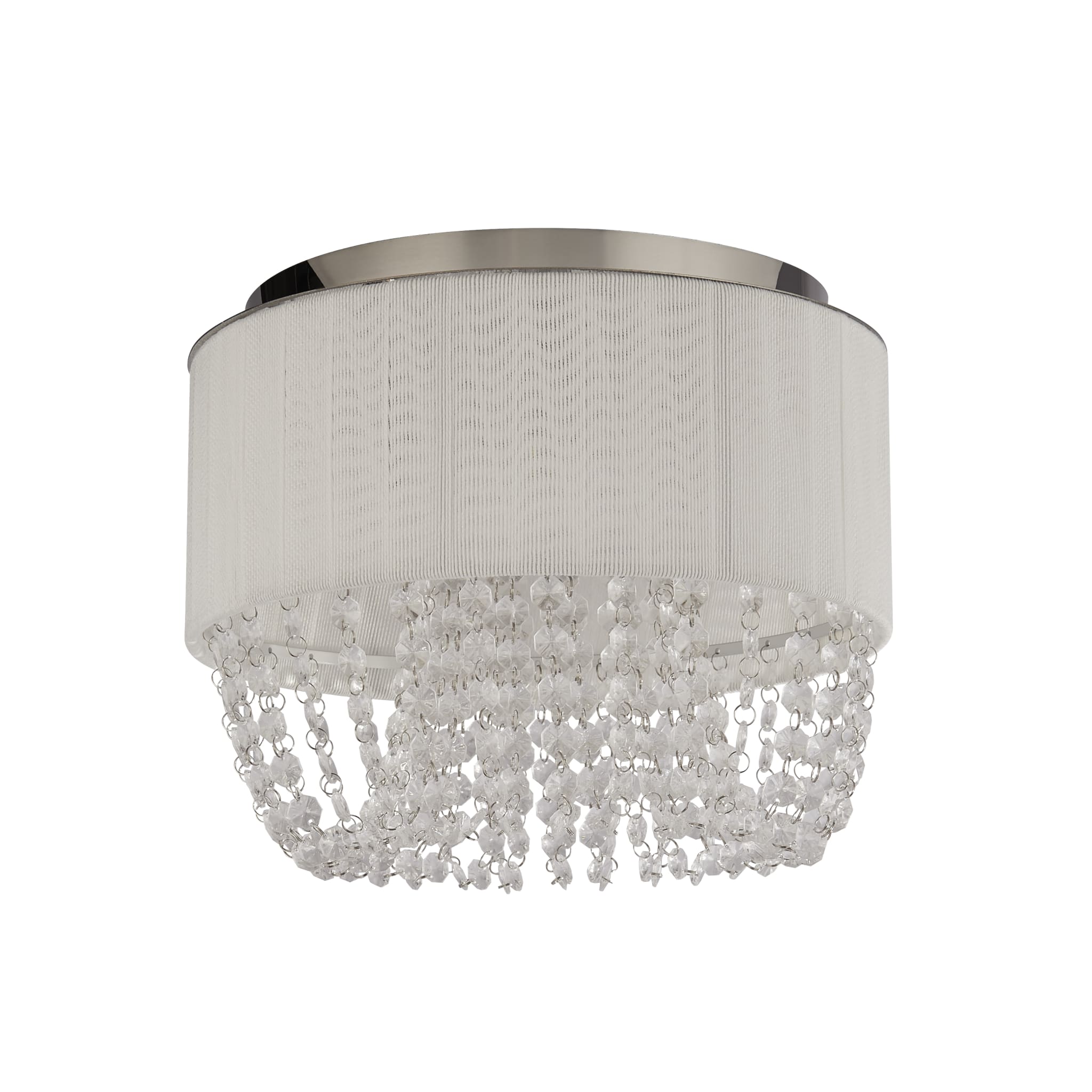Bellano 3Lt Flush - Chrome Metal,White Fabric,Clear Acrylic