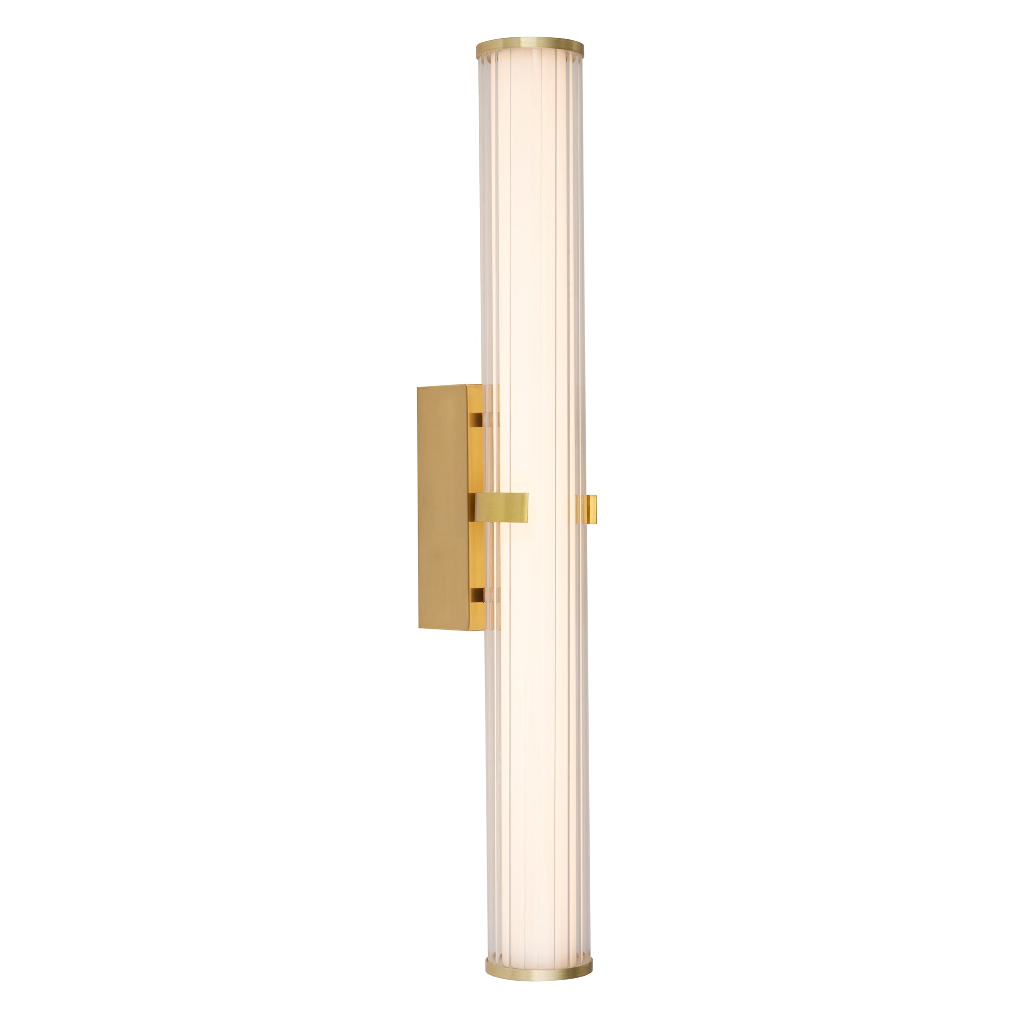 Clamp Wall Light - Metal, Ribbed Clear & Opal Glas 90 x 630 / Gold