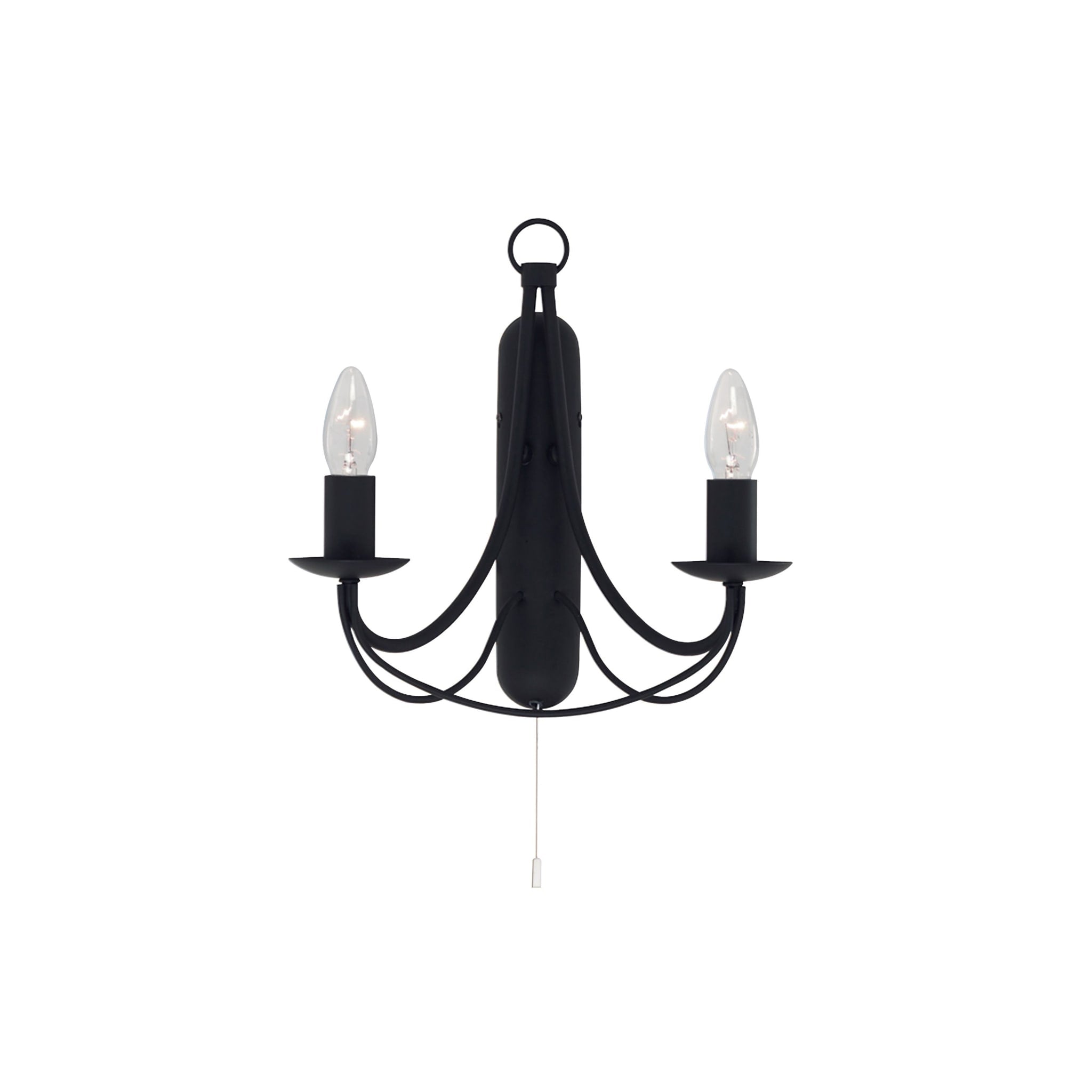 Maypole 2Lt Wall Light - Black Metal