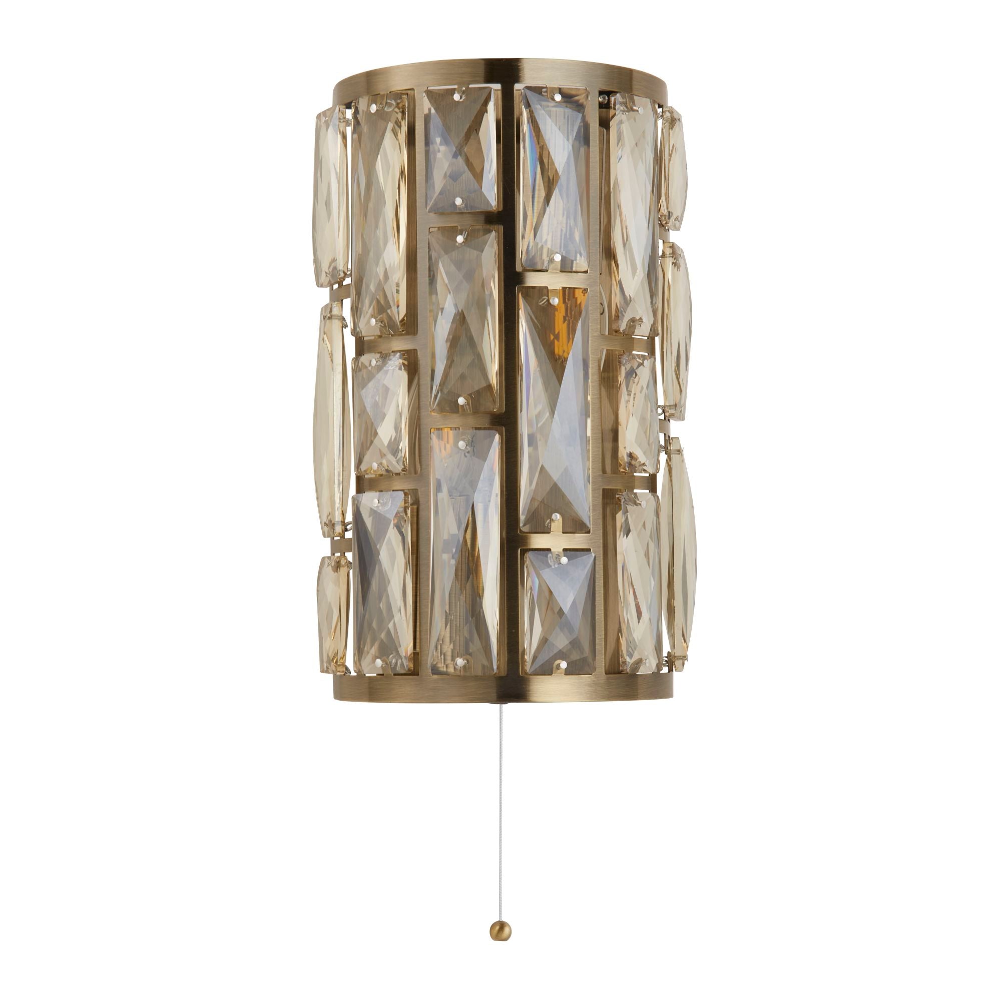 Bijou Wall Light - Antique Brass Metal & Champagne Glass
