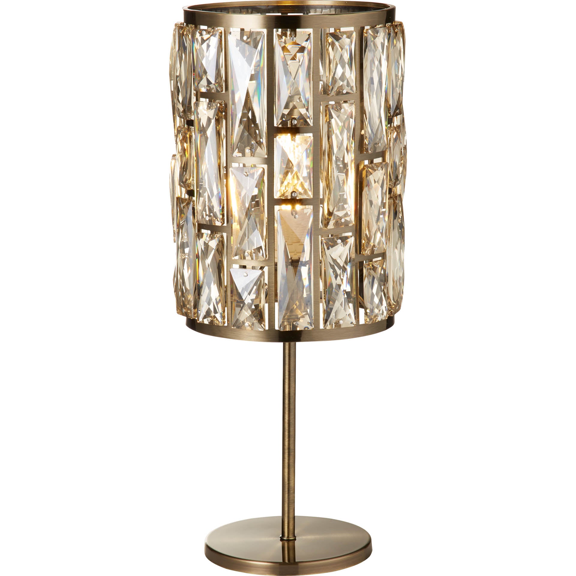 Bijou Table Lamp - Antique Brass Metal & Champagne Glass