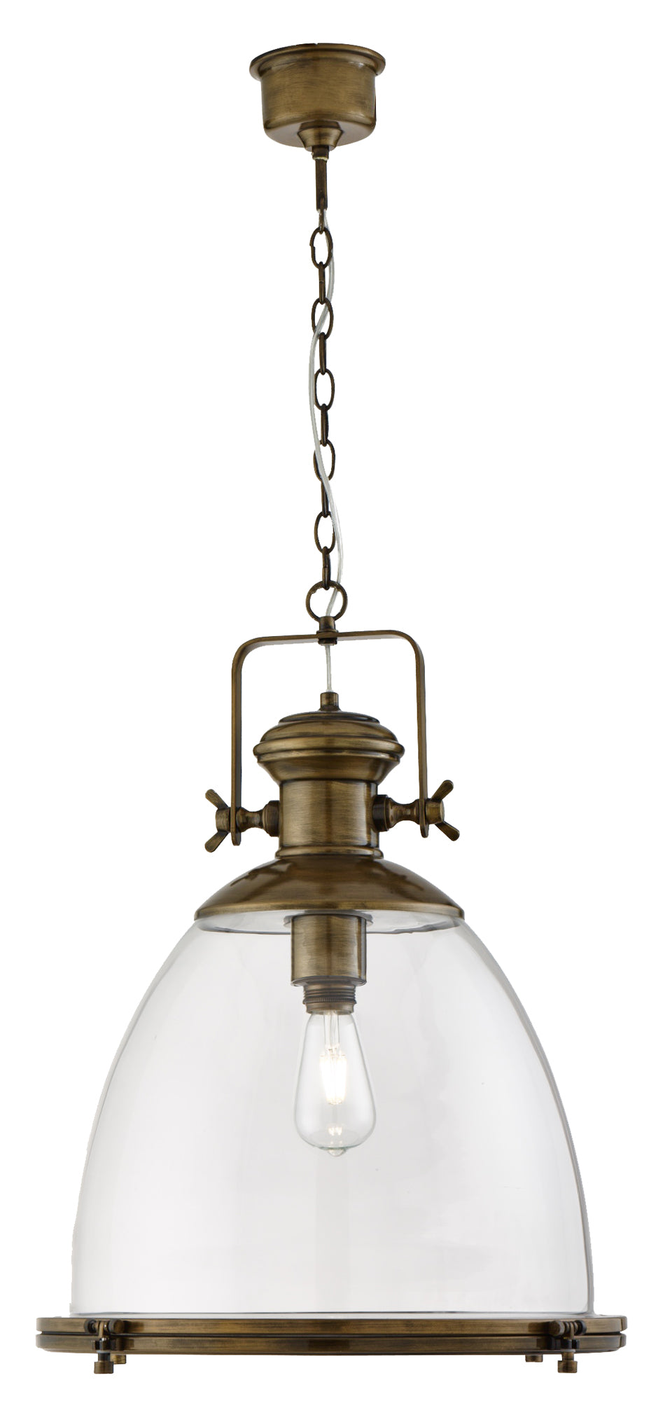 Industrial Pendant - Painted Antique Brass & Clear Glass