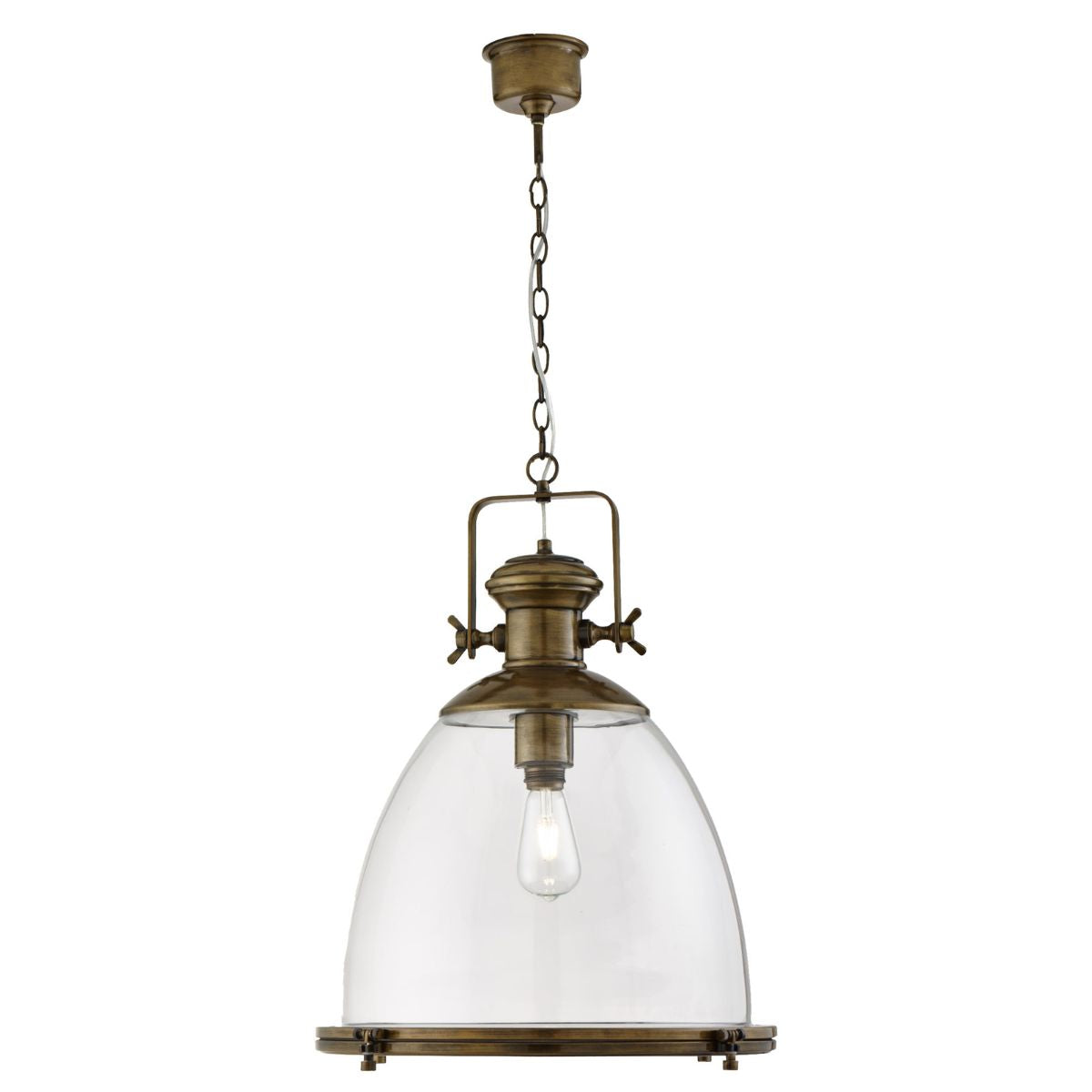 Industrial Pendant - Painted Antique Brass & Clear Glass