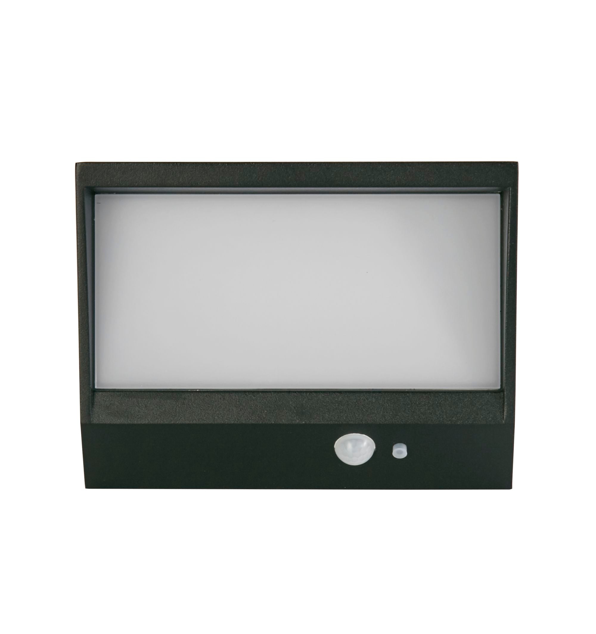 Solar Outdoor Wall Light - Black Metal & White Polycarbonate 140 x 188