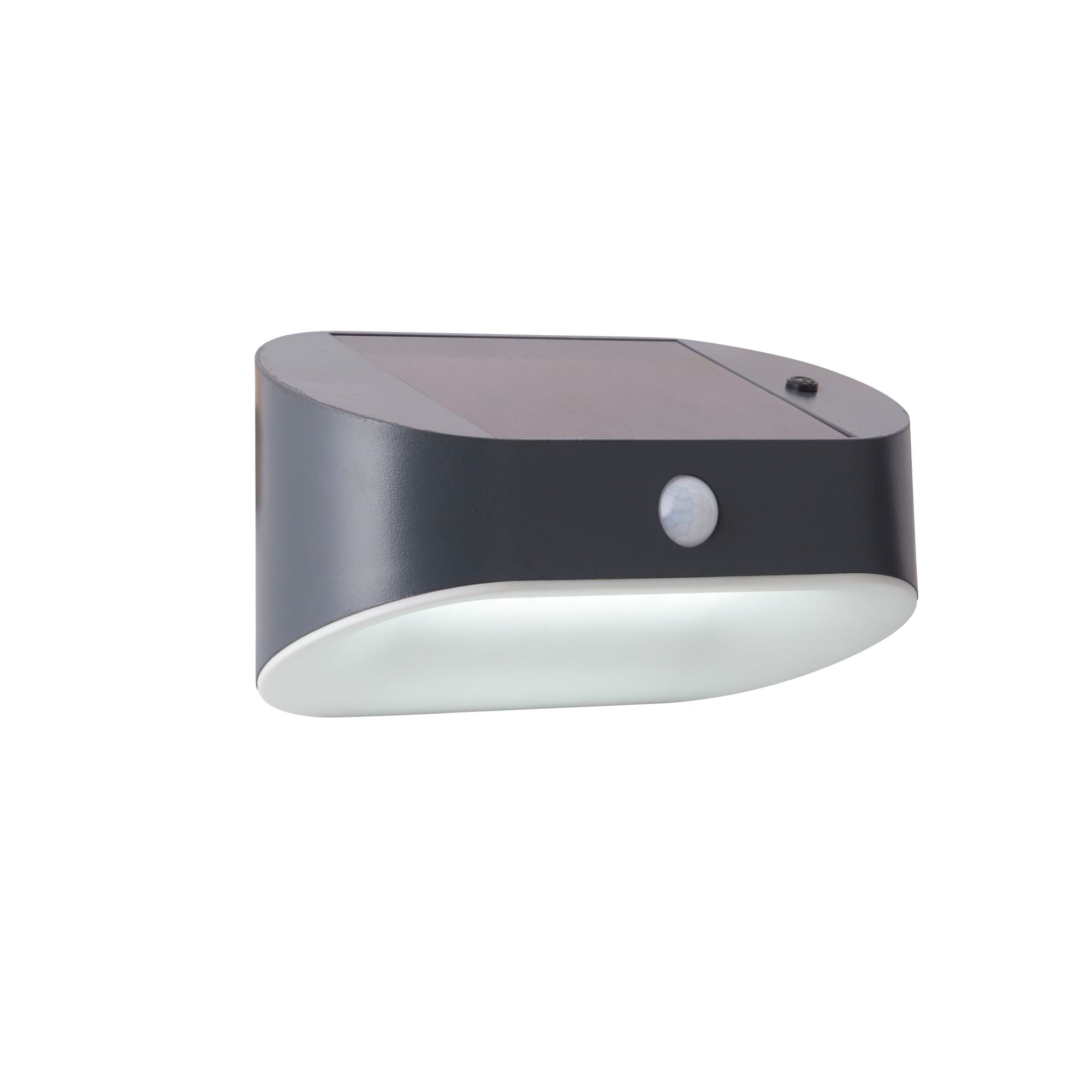 Solar Outdoor Wall Light - Black Metal Lamp, White Polycarbonate