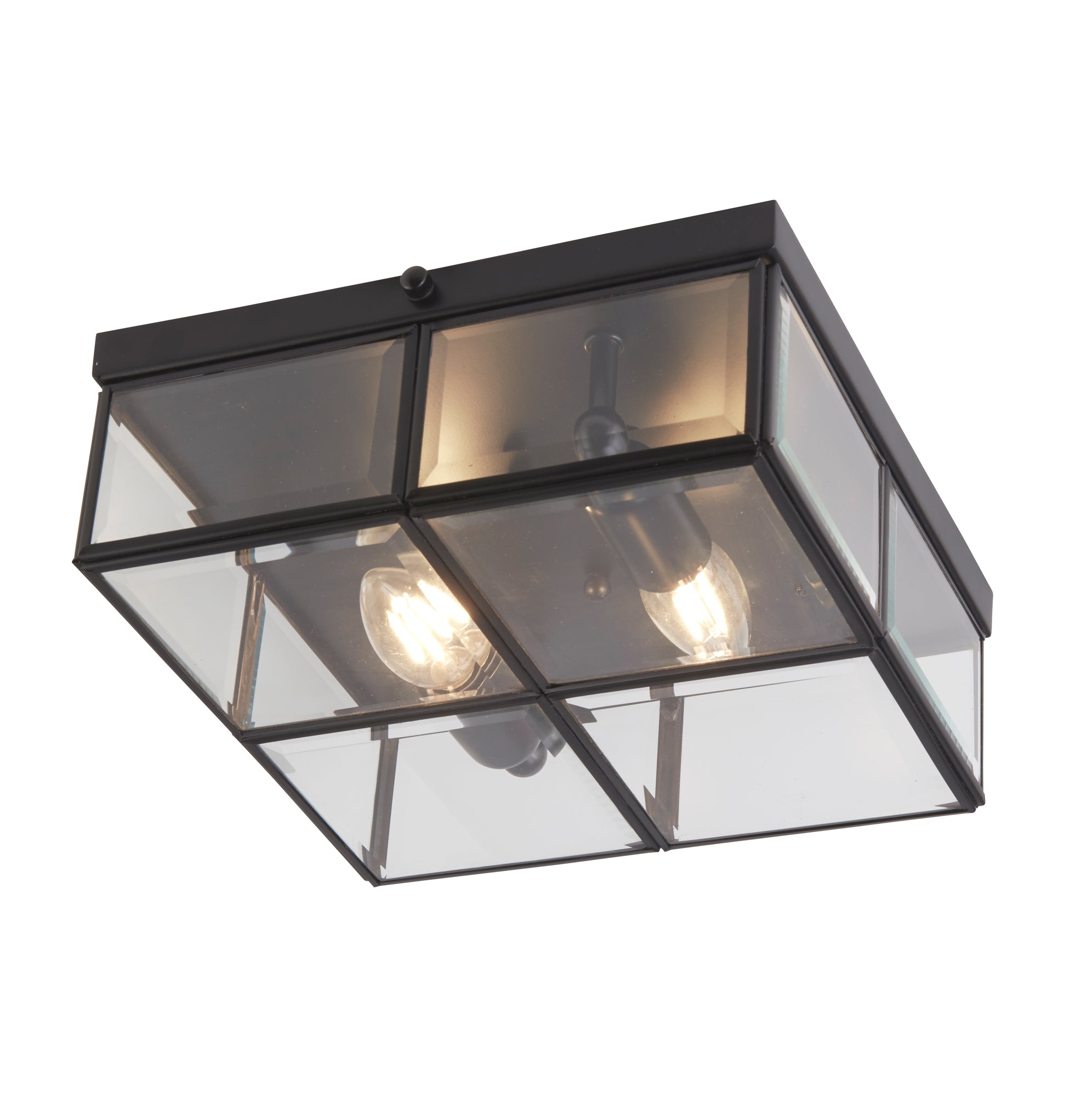 Pisa Flush - Metal & Clear Bevelled Glass Matt Black