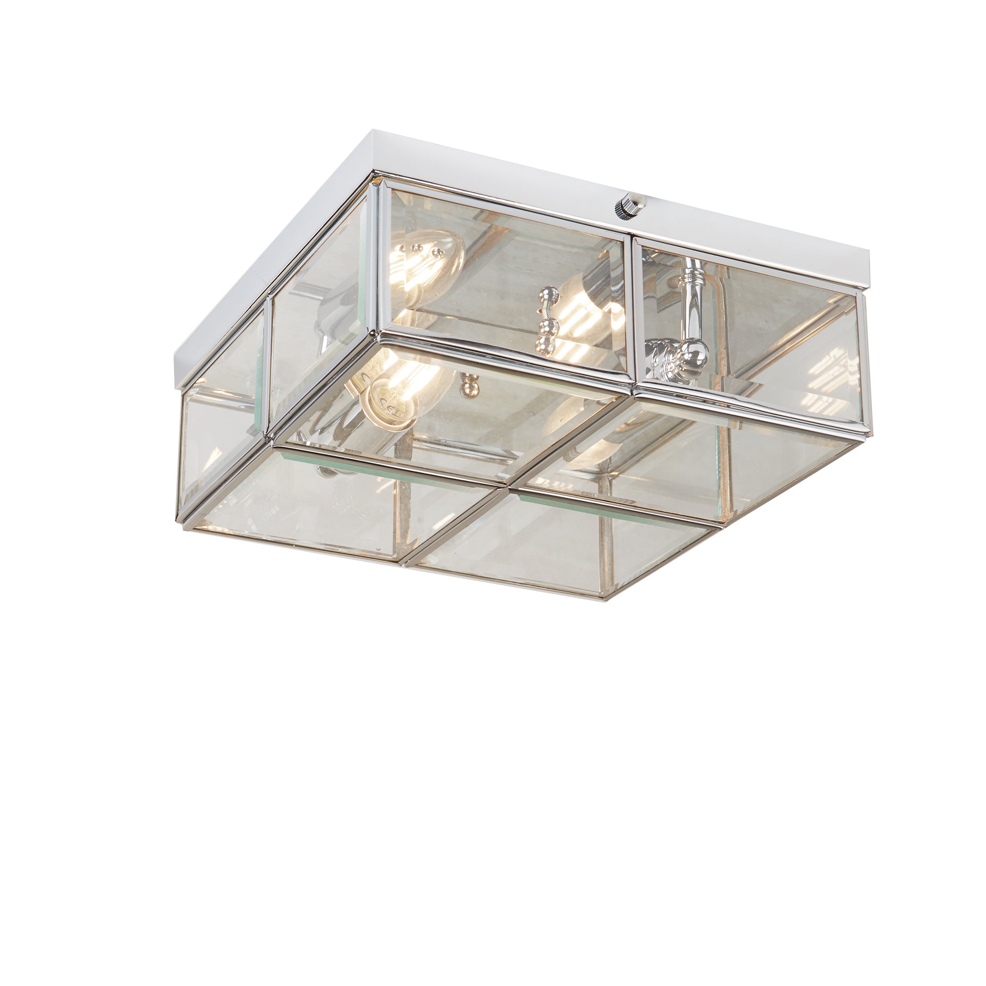 Pisa Flush - Metal & Clear Bevelled Glass Chrome