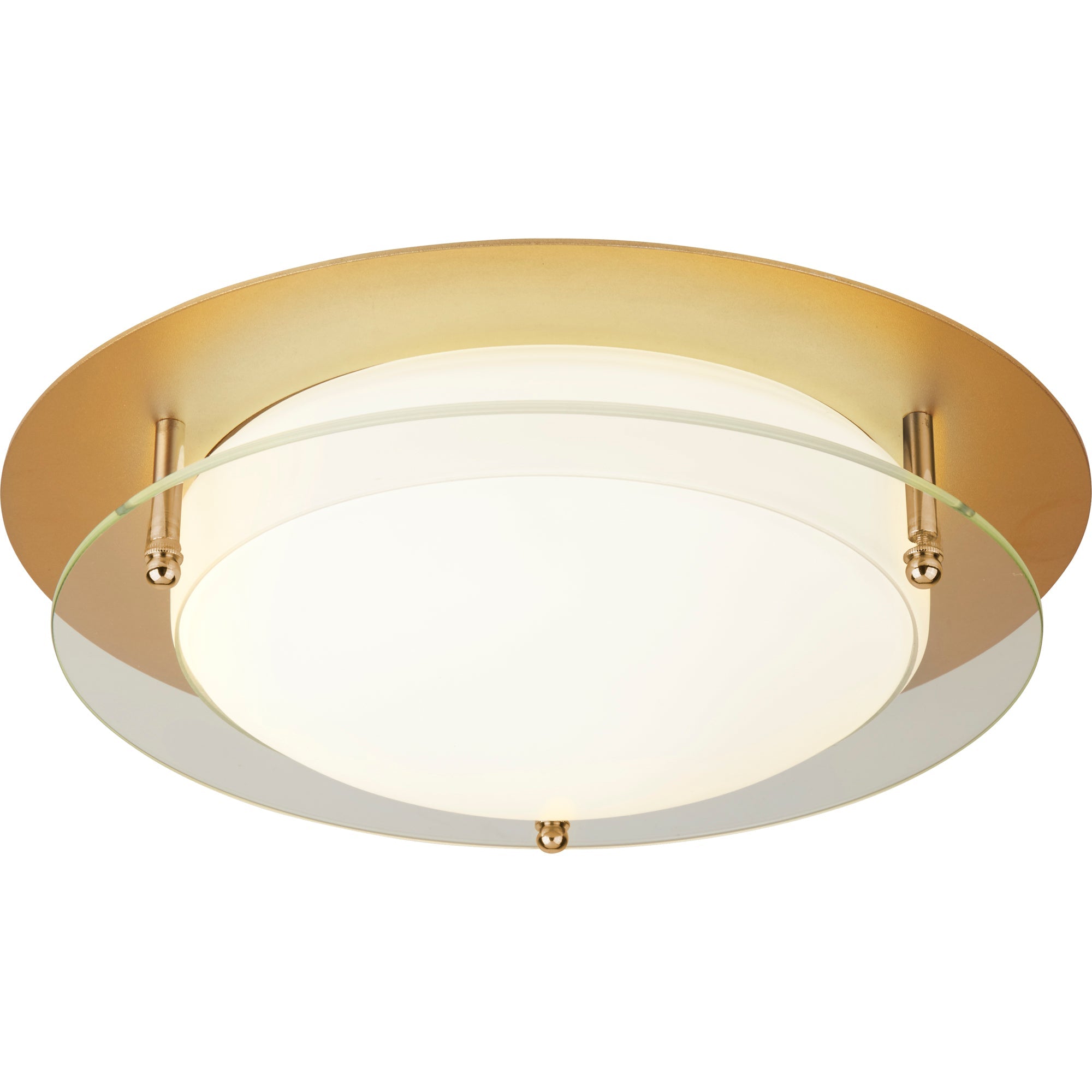 Bathroom Flush LED Light, 38cm - Gold With Glass Halo Ring