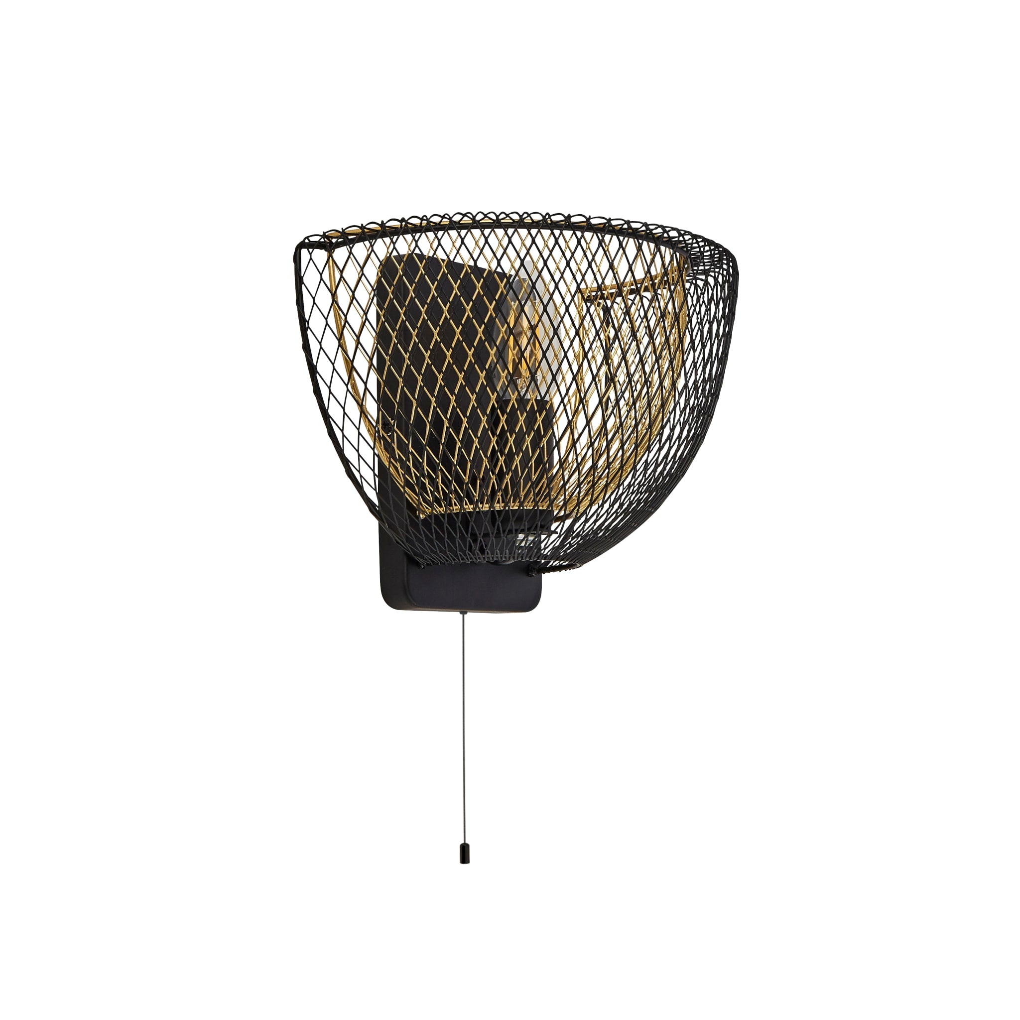 Honeycomb Wall Light - Black Metal & Gold Mesh