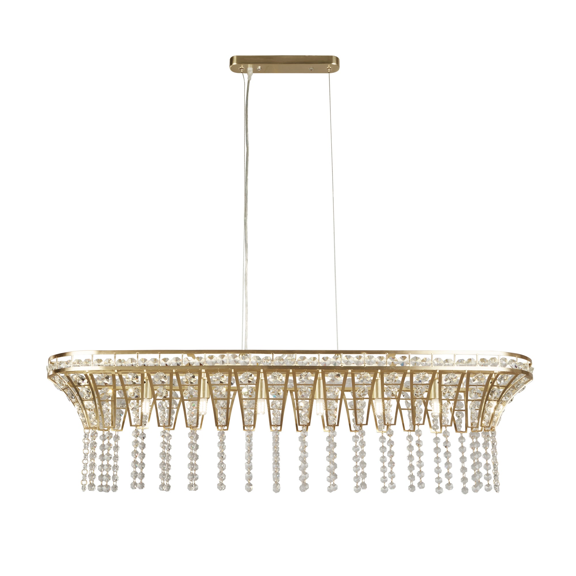 Gemma Bar Pendant - Satin Brass & Clear Crystal