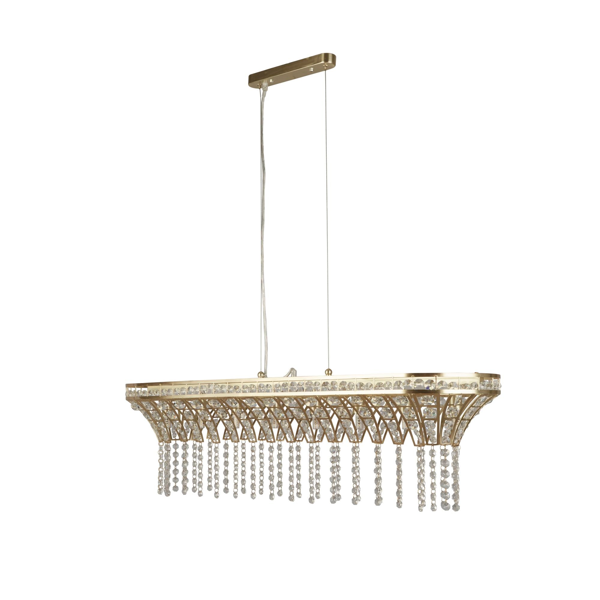 Gemma Bar Pendant - Satin Brass & Clear Crystal
