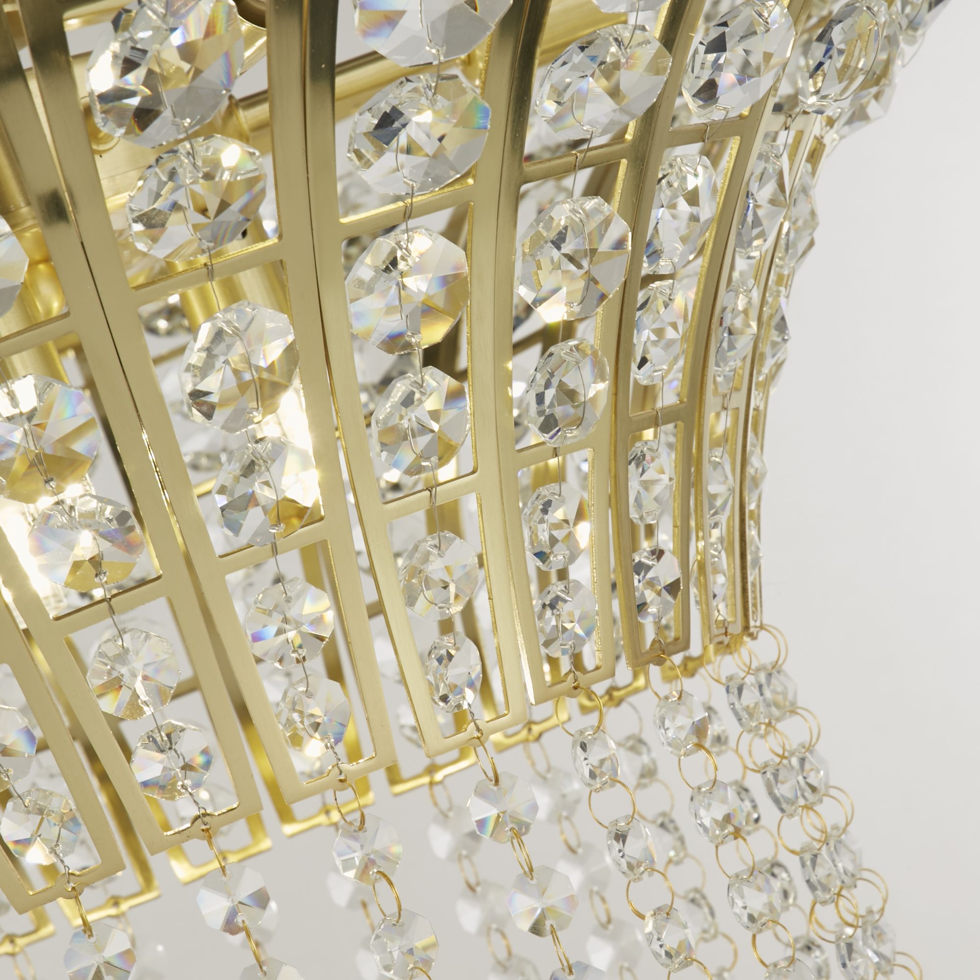 Gemma Round Pendant - Satin Brass & Clear Crystal