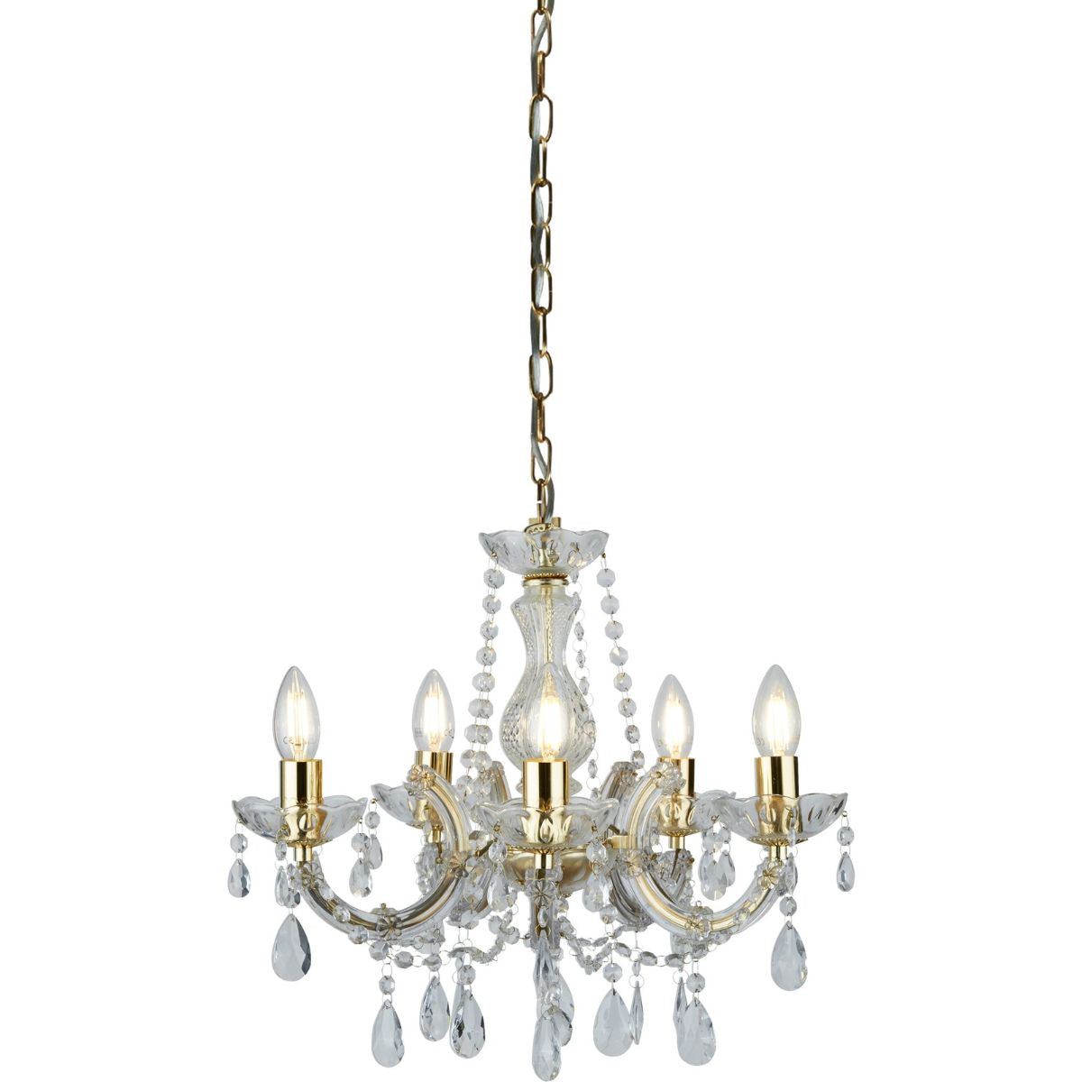 Marie Therese Pendant - Polished Brass & Clear Crystal