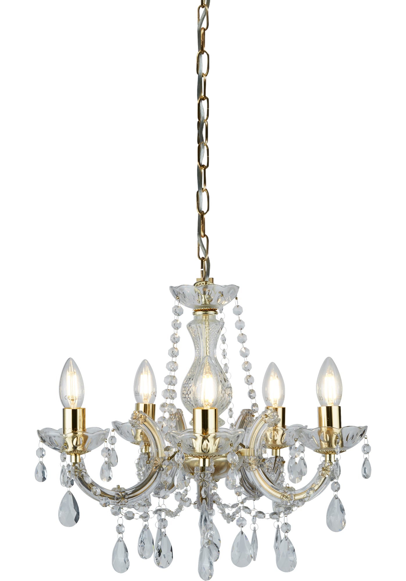 Marie Therese Pendant - Polished Brass & Clear Crystal