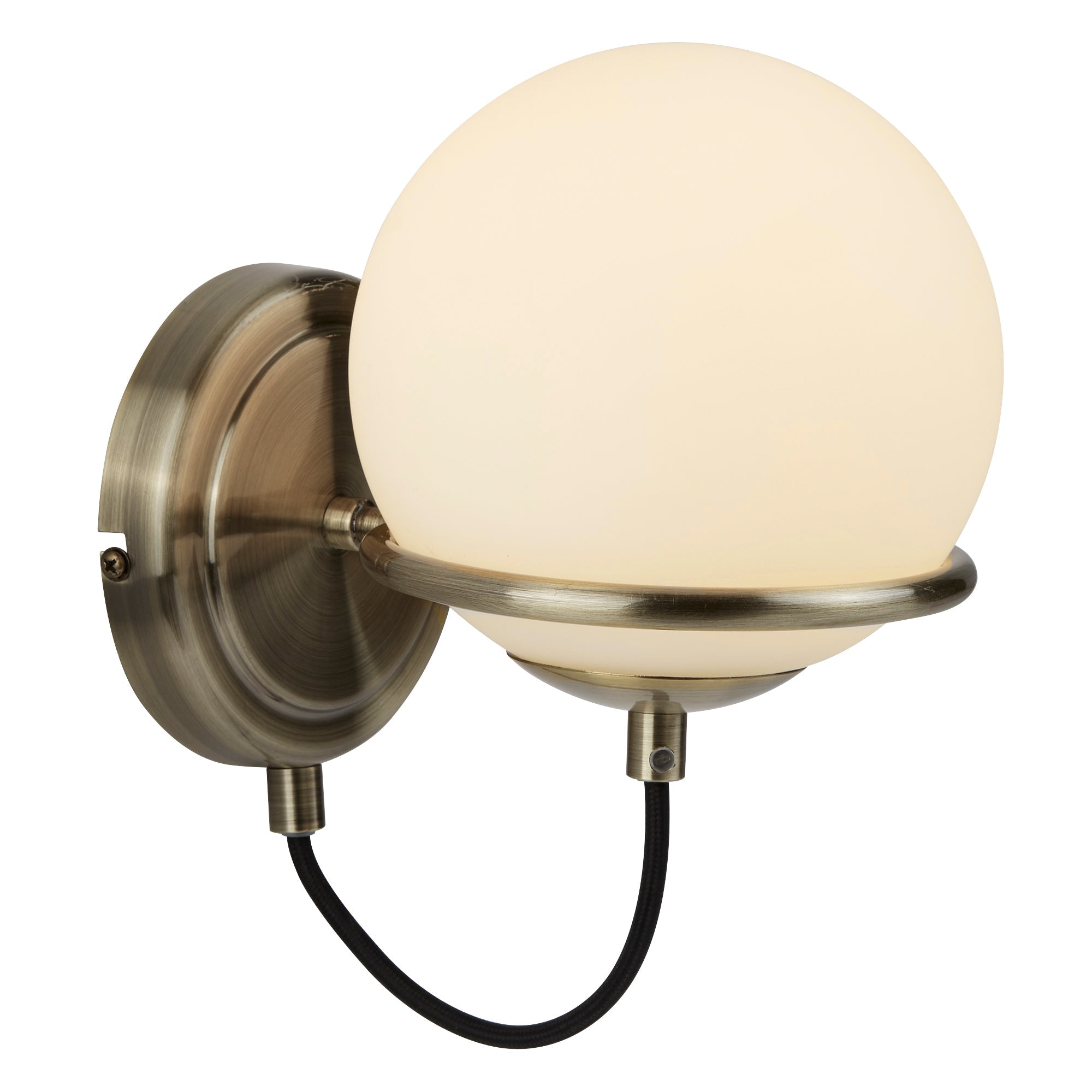 Sphere Wall Light - Antique Brass Metal & Opal Glass