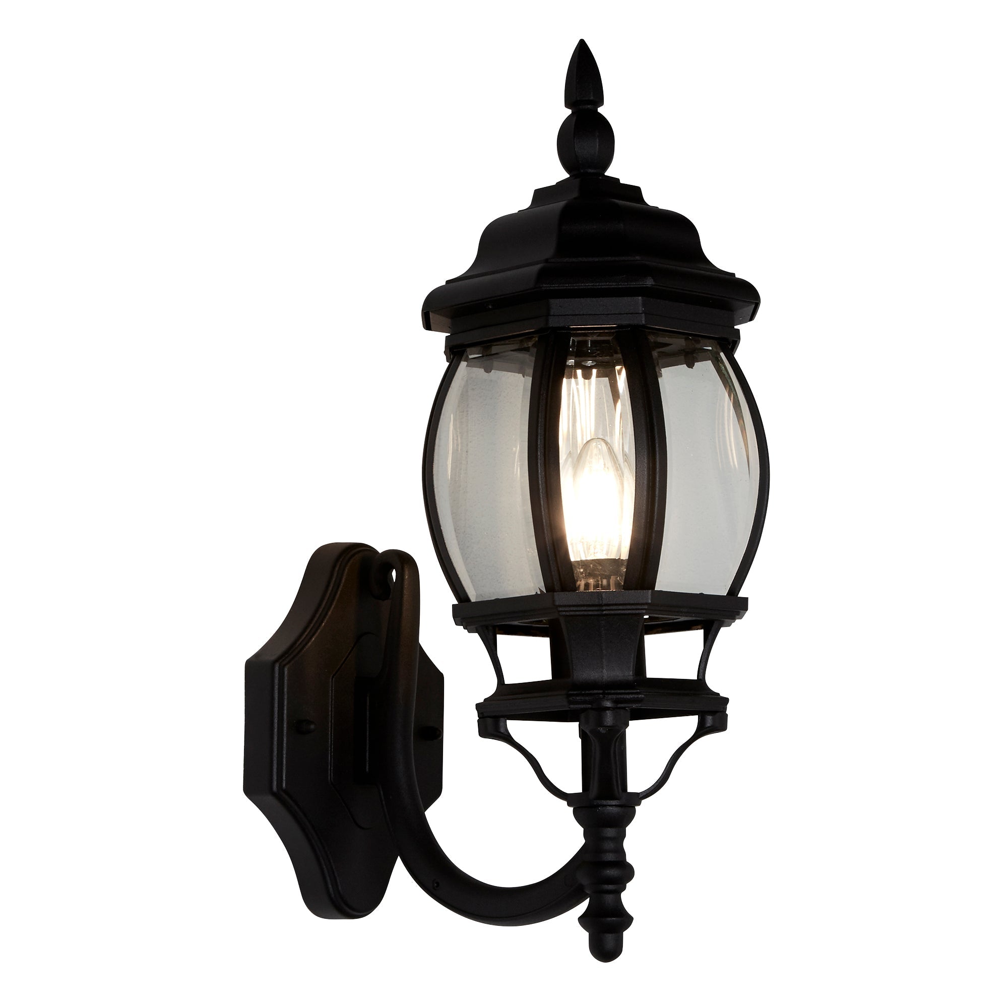 Bel Aire Outdoor Wall Light - Black Metal & Clear Glass