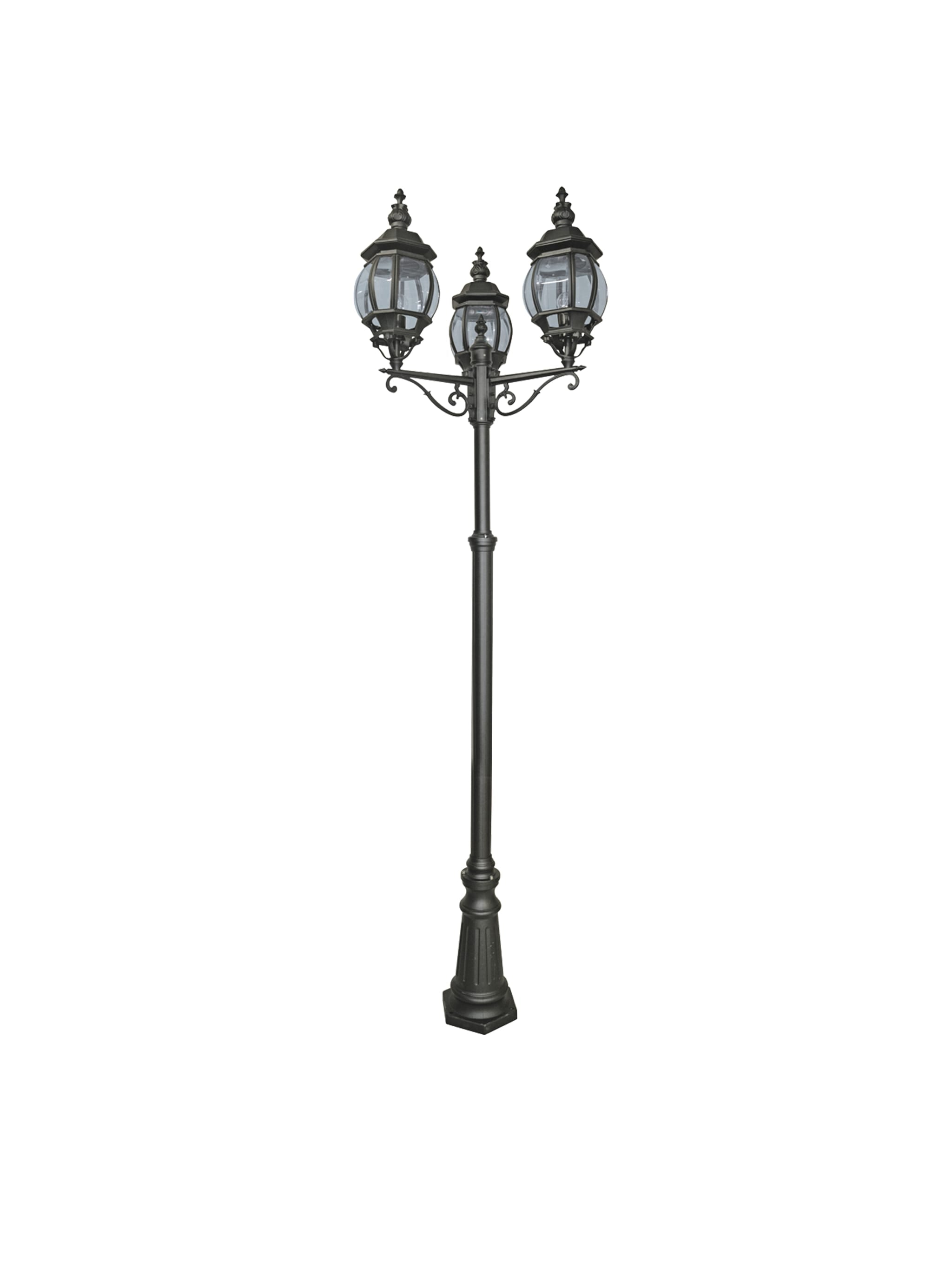 Bel Aire Outdoor Post - Black Metal & Clear Glass