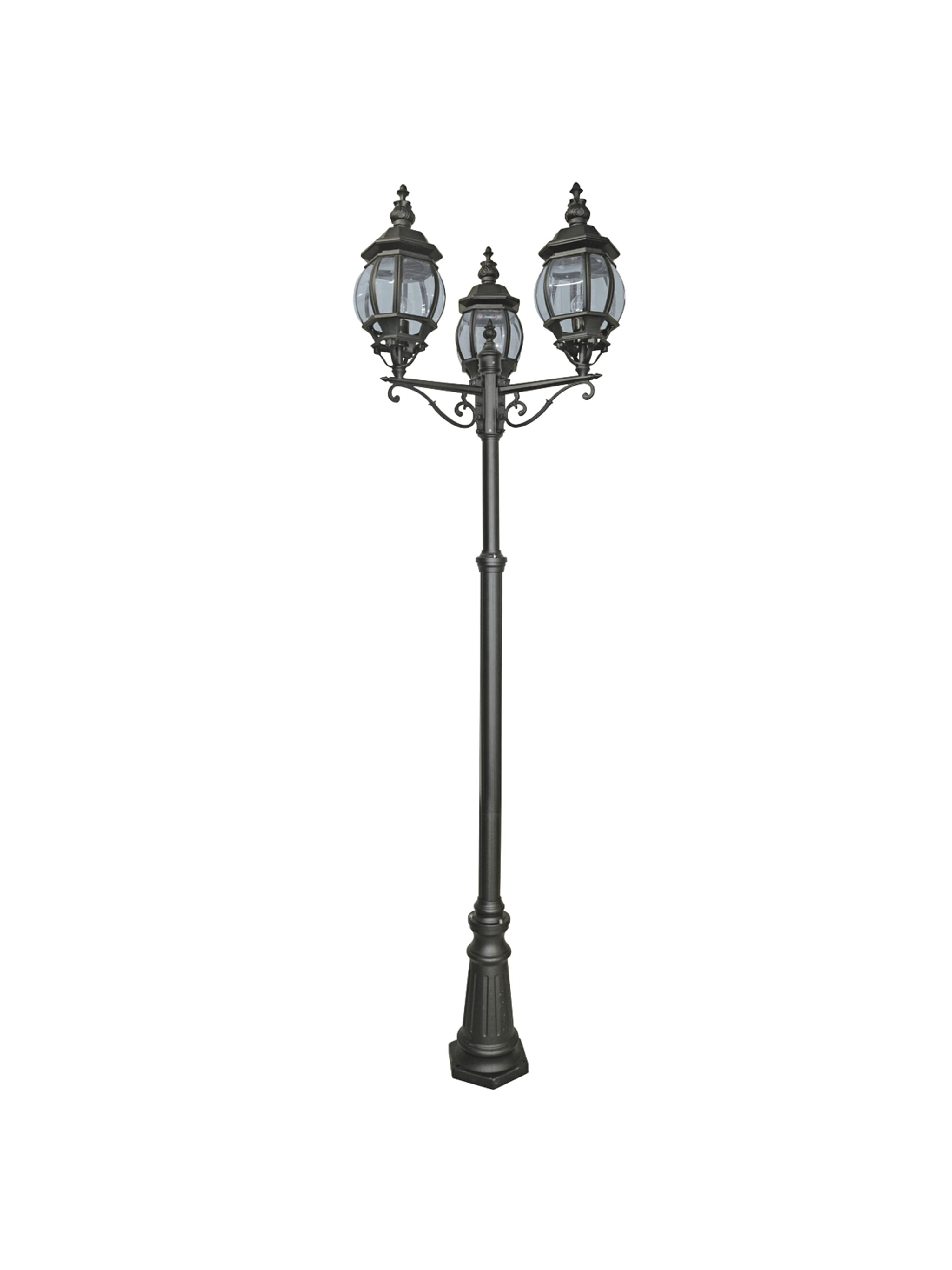 Bel Aire Outdoor Post - Black Metal & Clear Glass