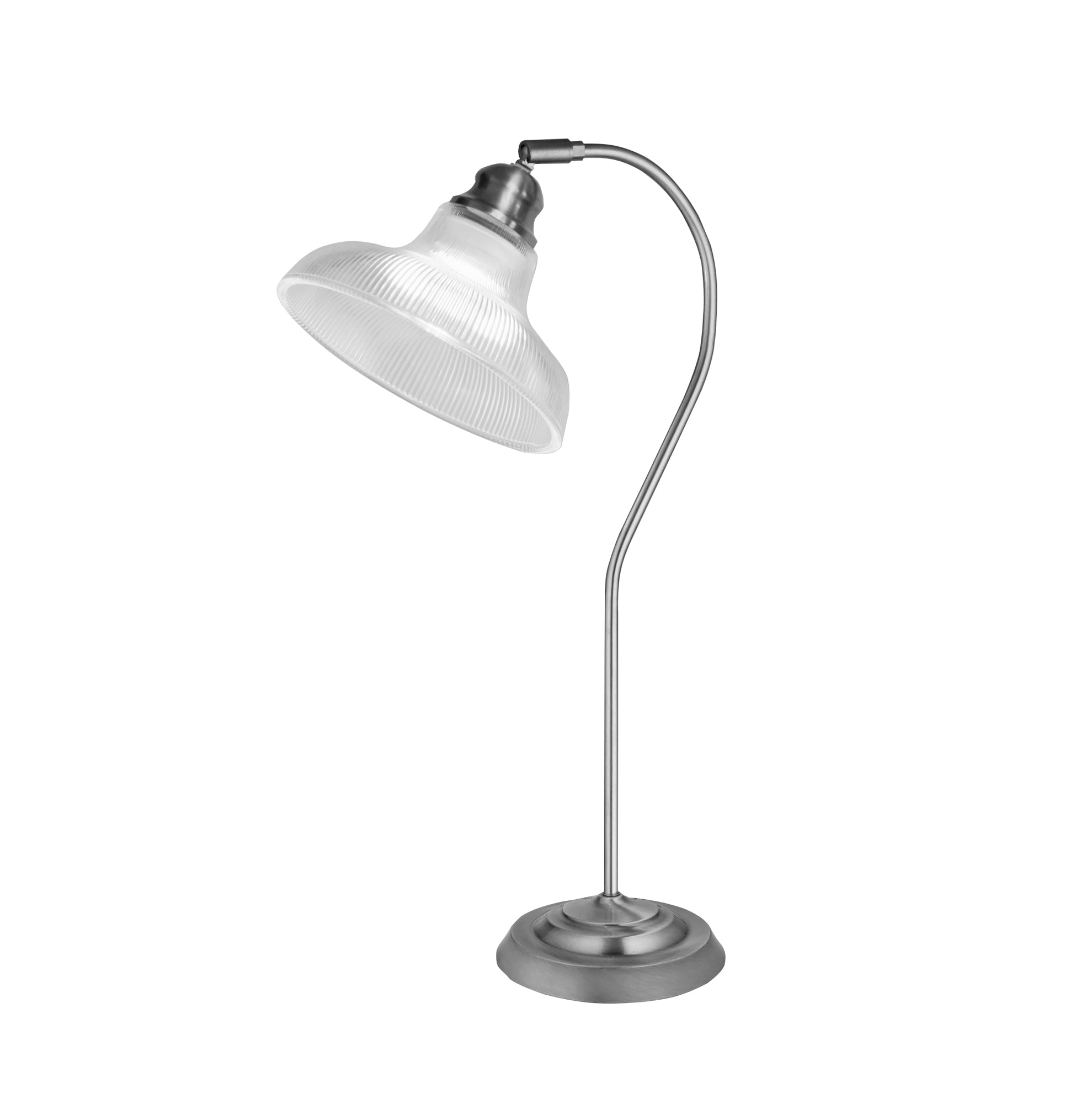 Bistro III Table Lamp -Satin Silver & Holphane Style Glass