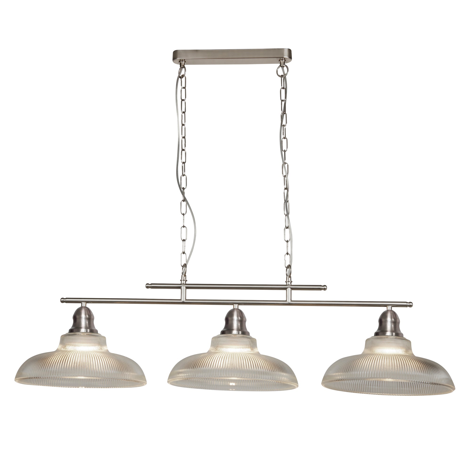 Bistro III 3Lt Bar Pendant - Satin Silver Metal