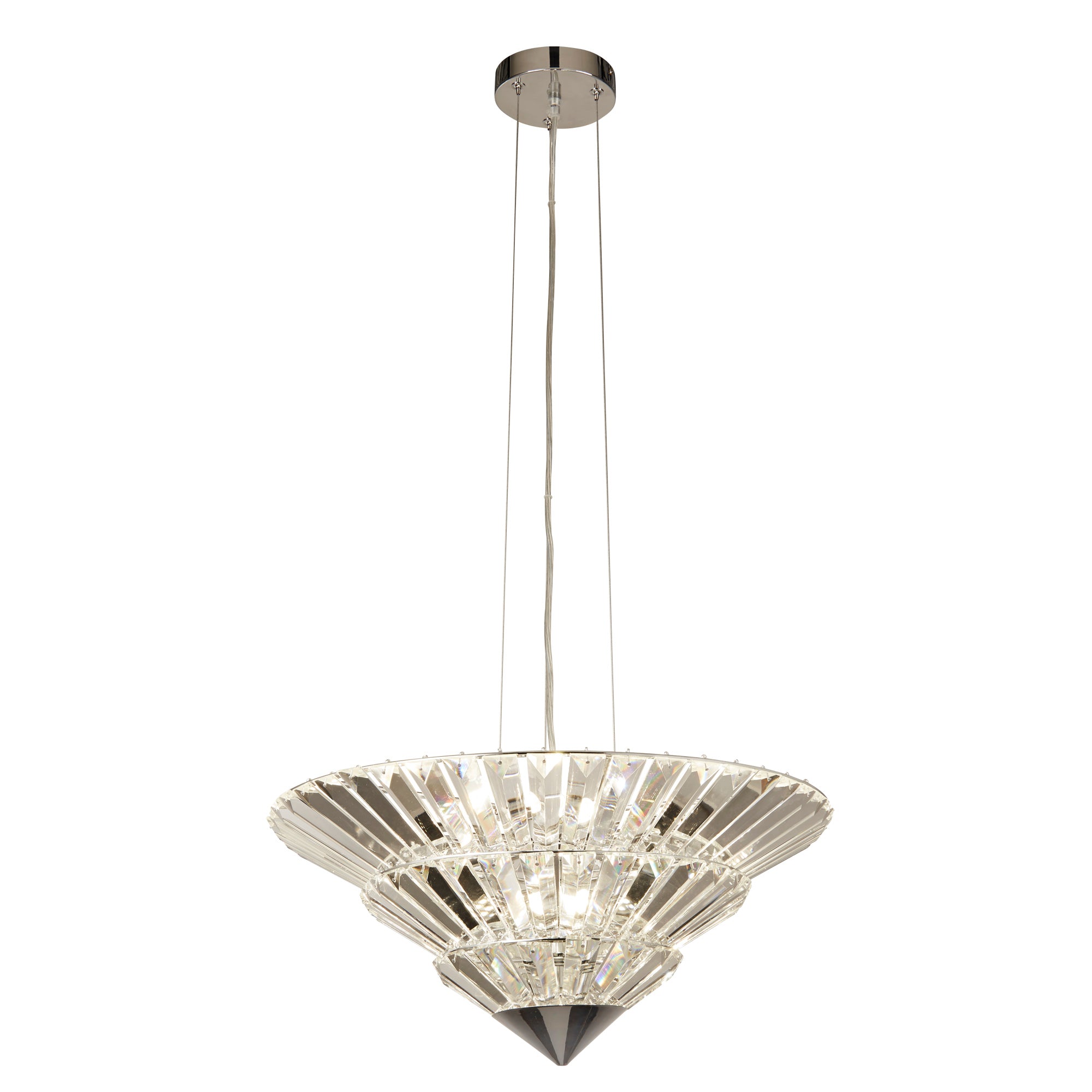 Savannah Pendant To Flush - Chrome Metal & Clear Crystal