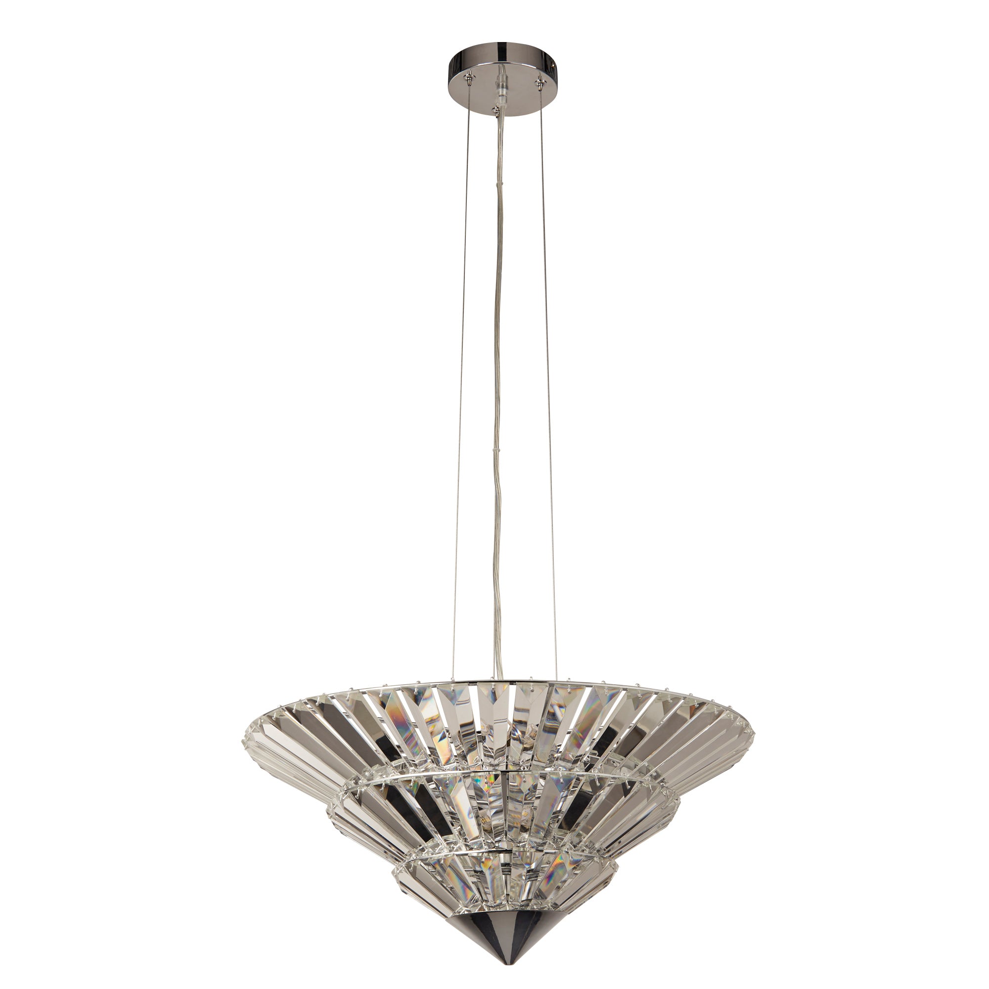 Savannah Pendant To Flush - Chrome Metal & Clear Crystal
