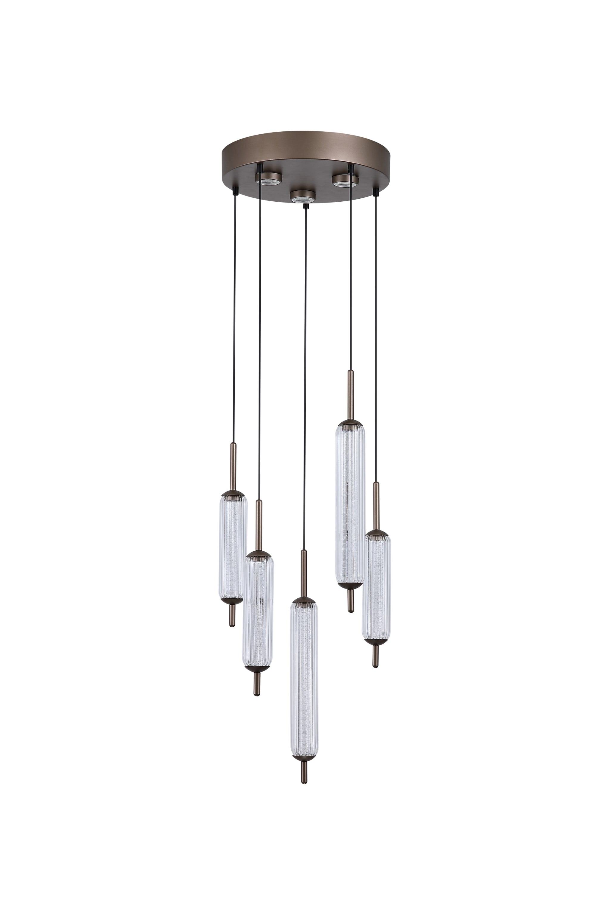 Cattail 5Lt LED Pendant lamp Latte metal with clear glass