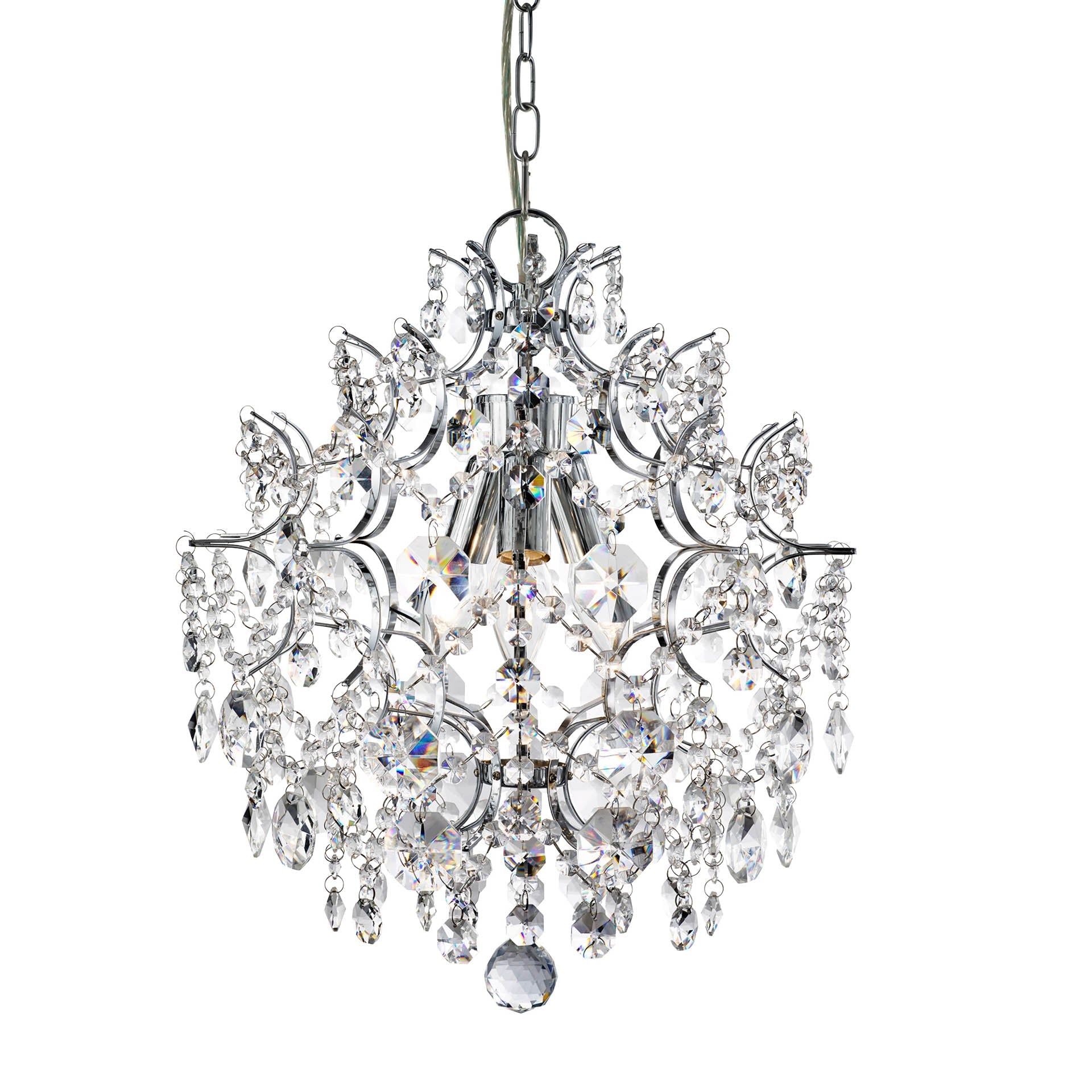 Harrietta Pendant - Chrome Metal & Clear Crystal
